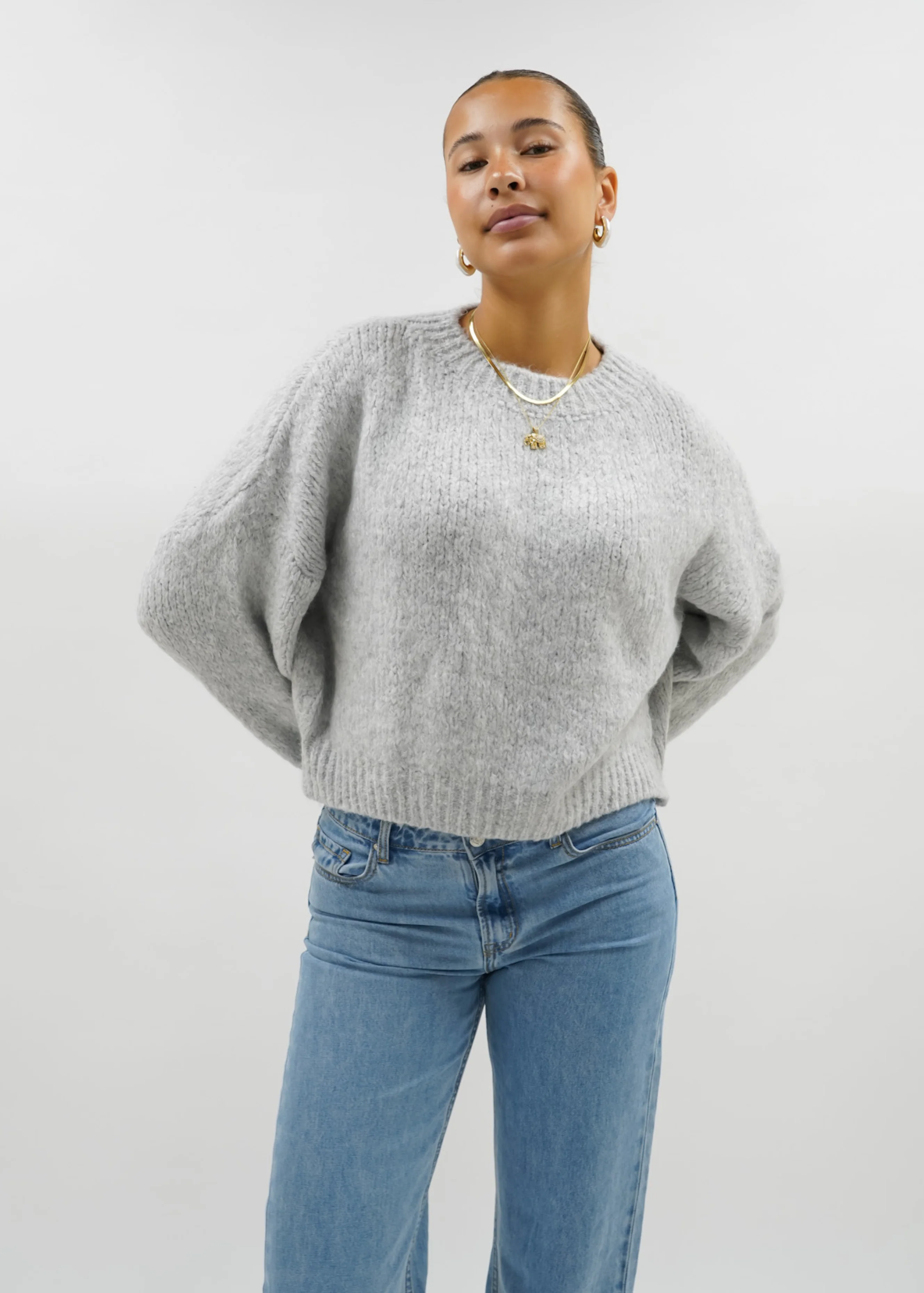 Knitted sweater light grey (tall) - Image 10