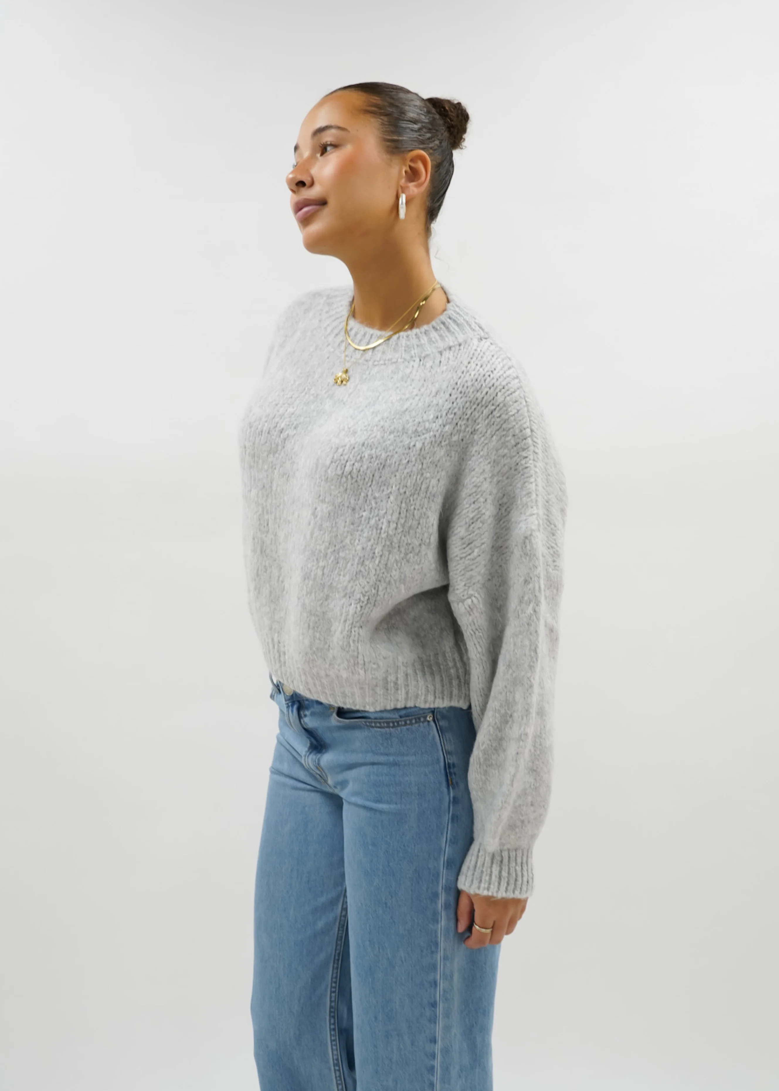 Knitted sweater light grey (tall) - Image 8
