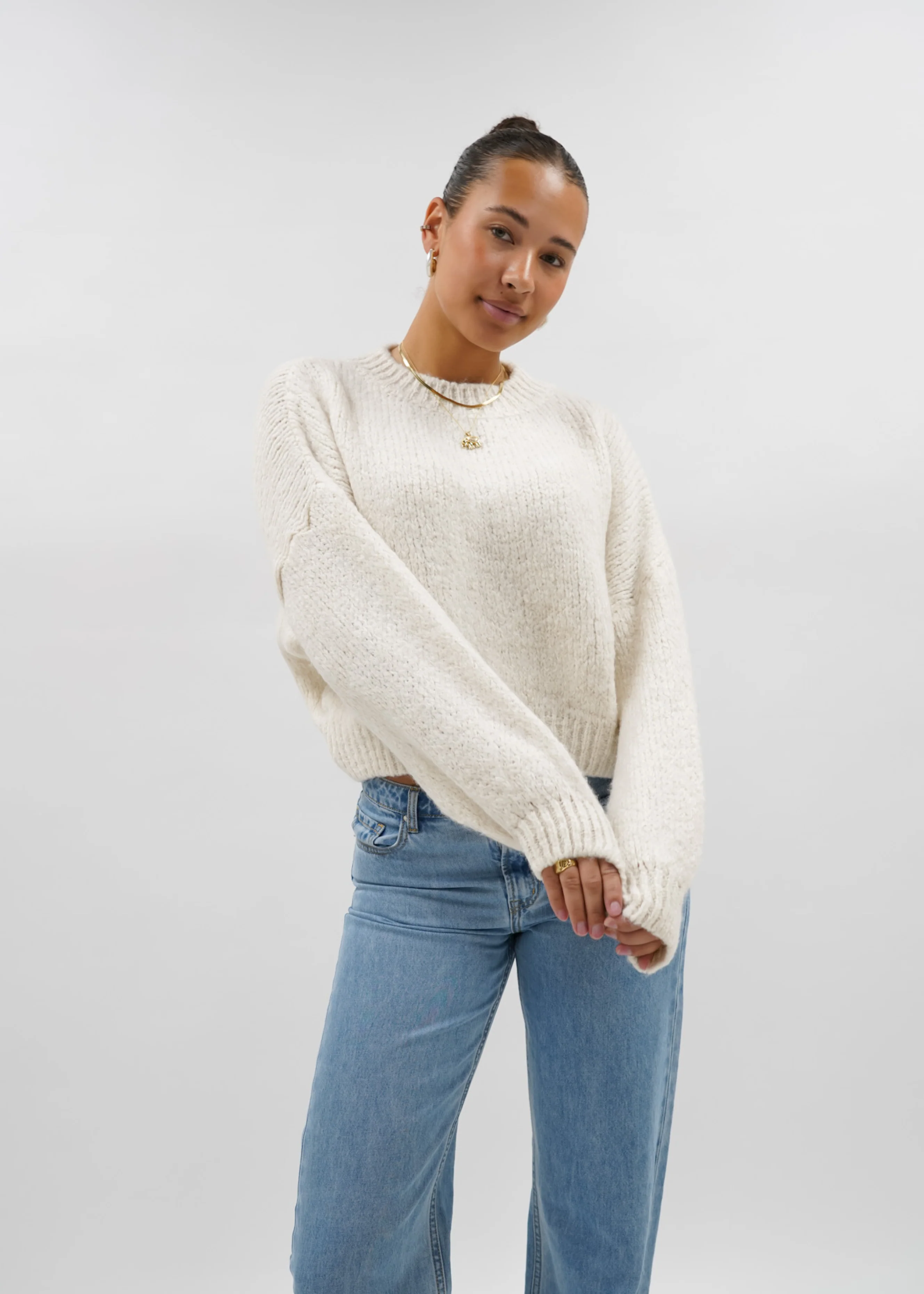 Knitted sweater crème (tall) - Image 12