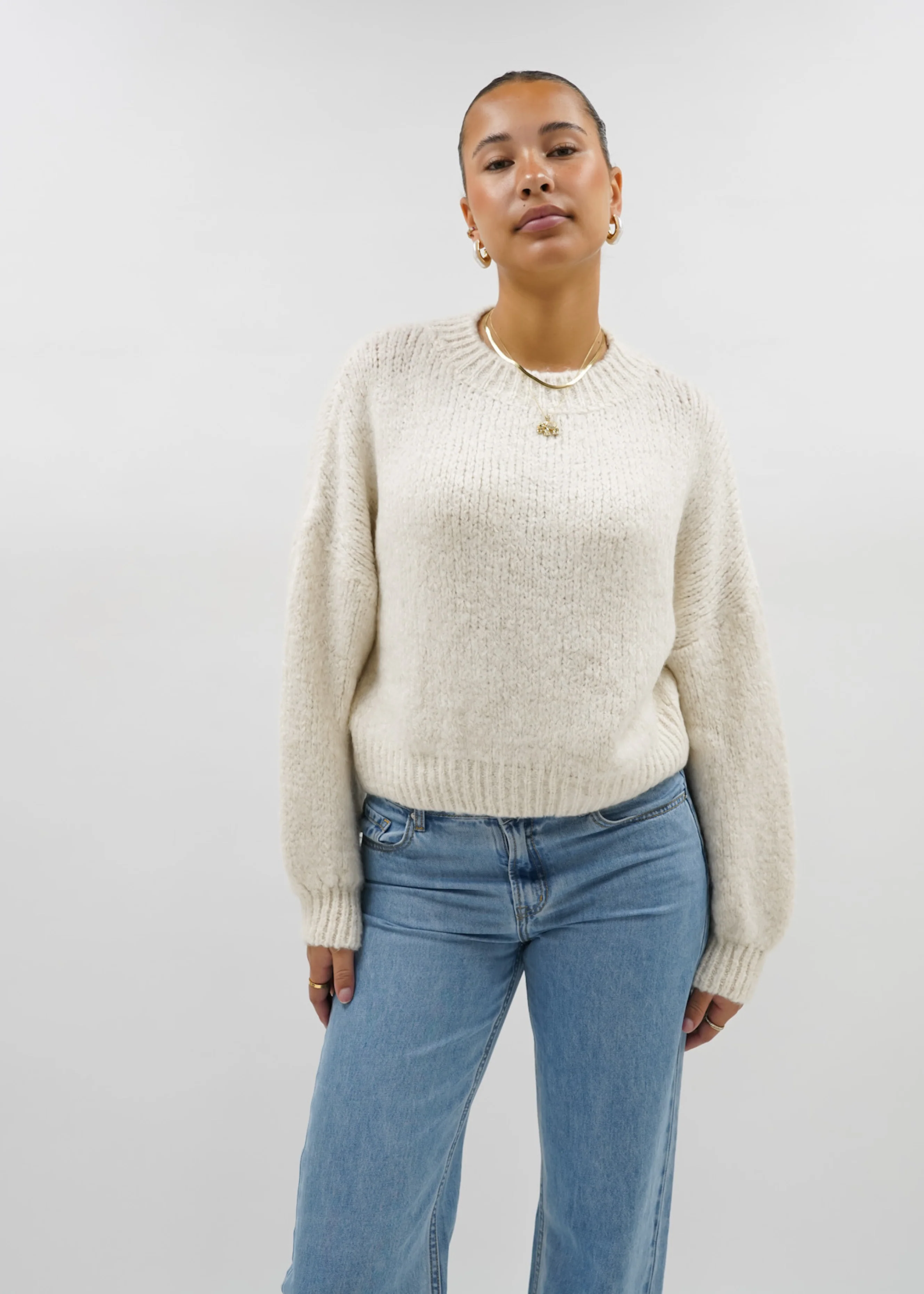 Knitted sweater crème (tall) - Image 14