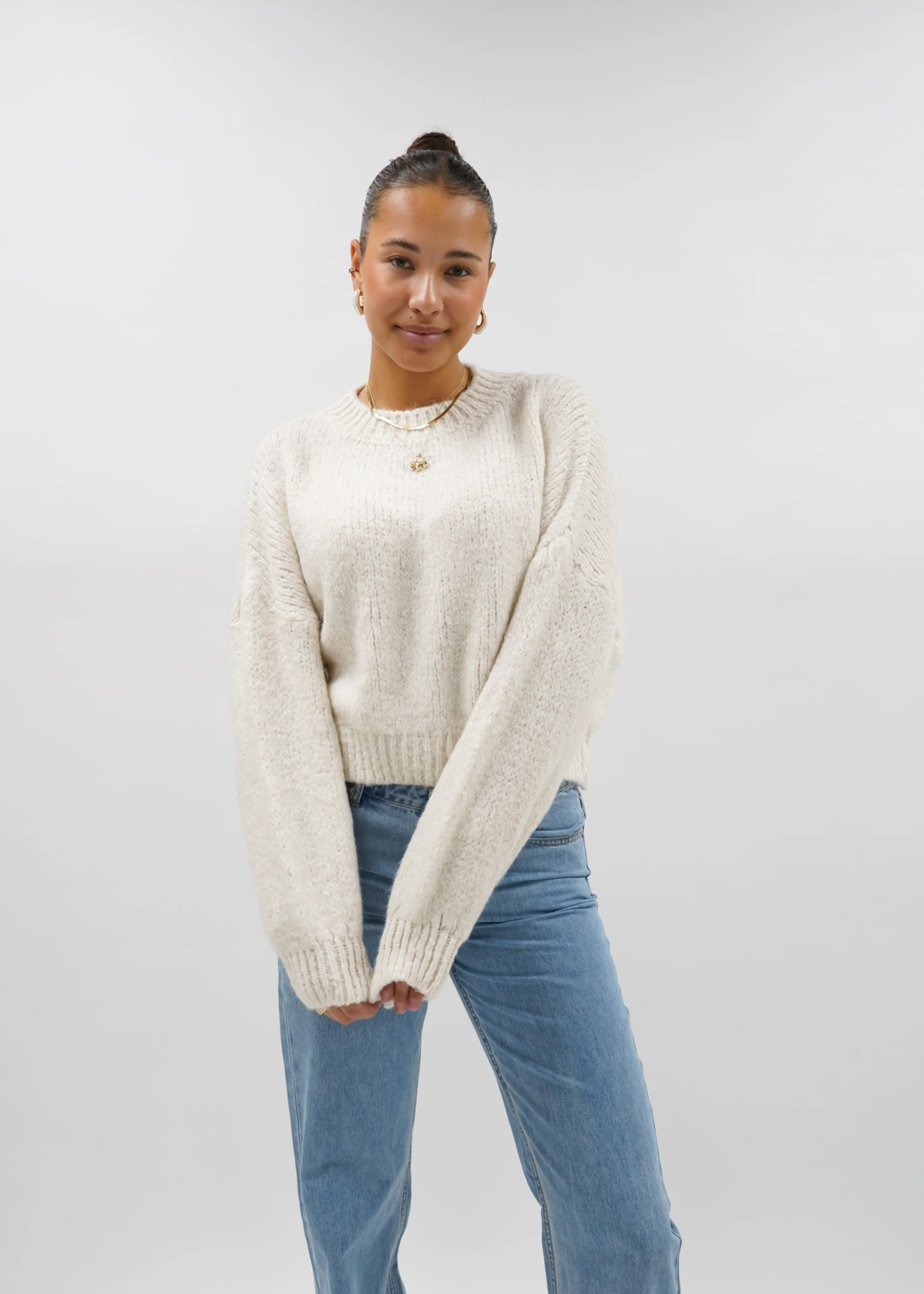 Knitted sweater crème (tall) - Image 3