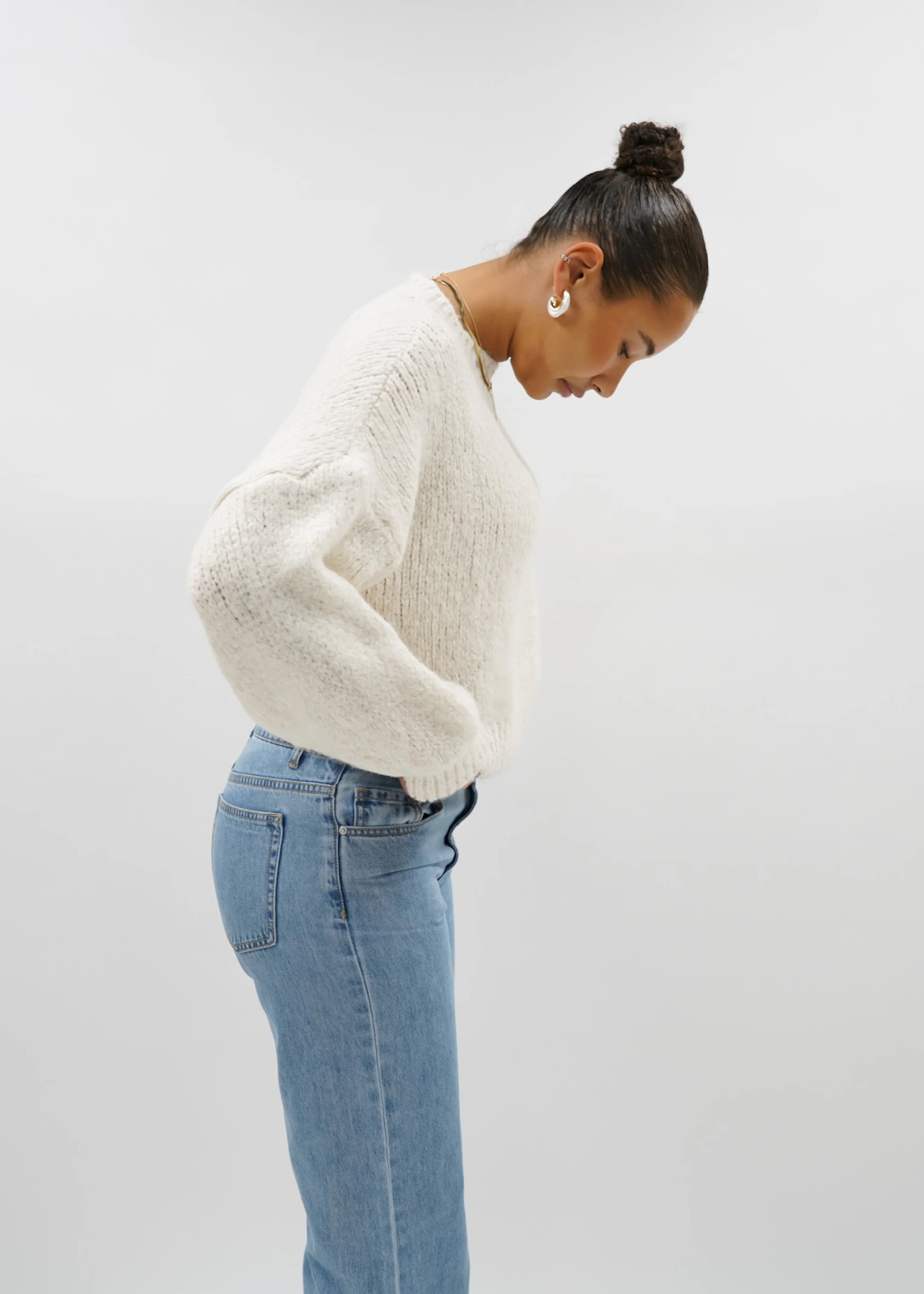 Knitted sweater crème (tall) - Image 5