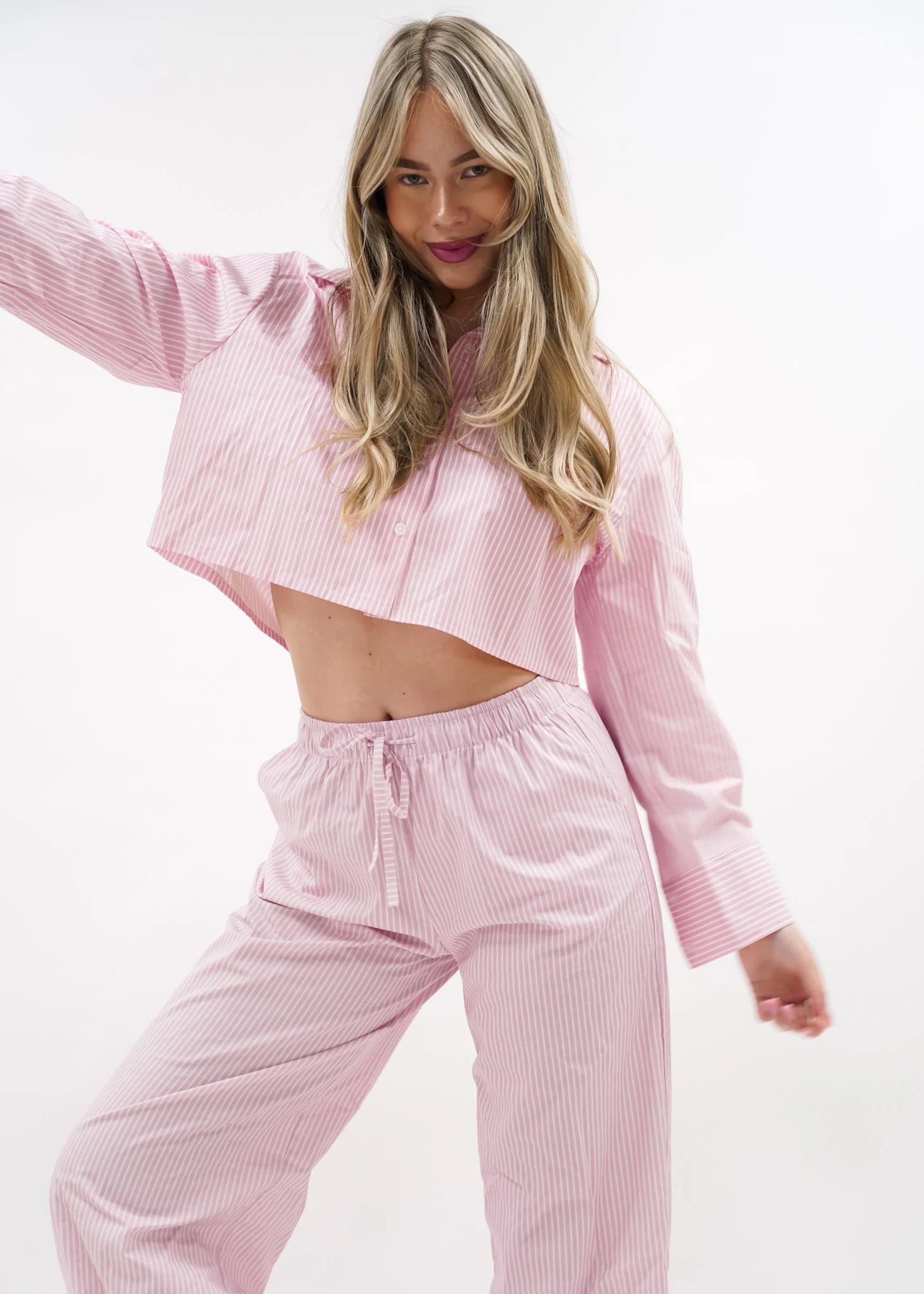 Cotton blouse striped pink/white - Image 11