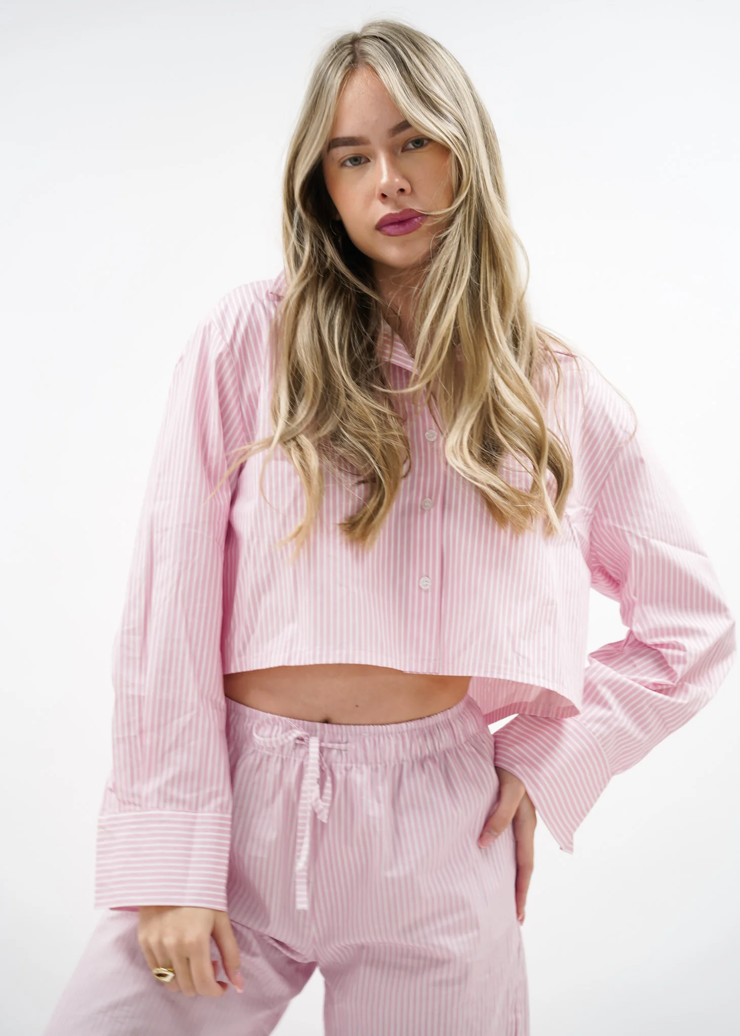 Cotton blouse striped pink/white - Image 13