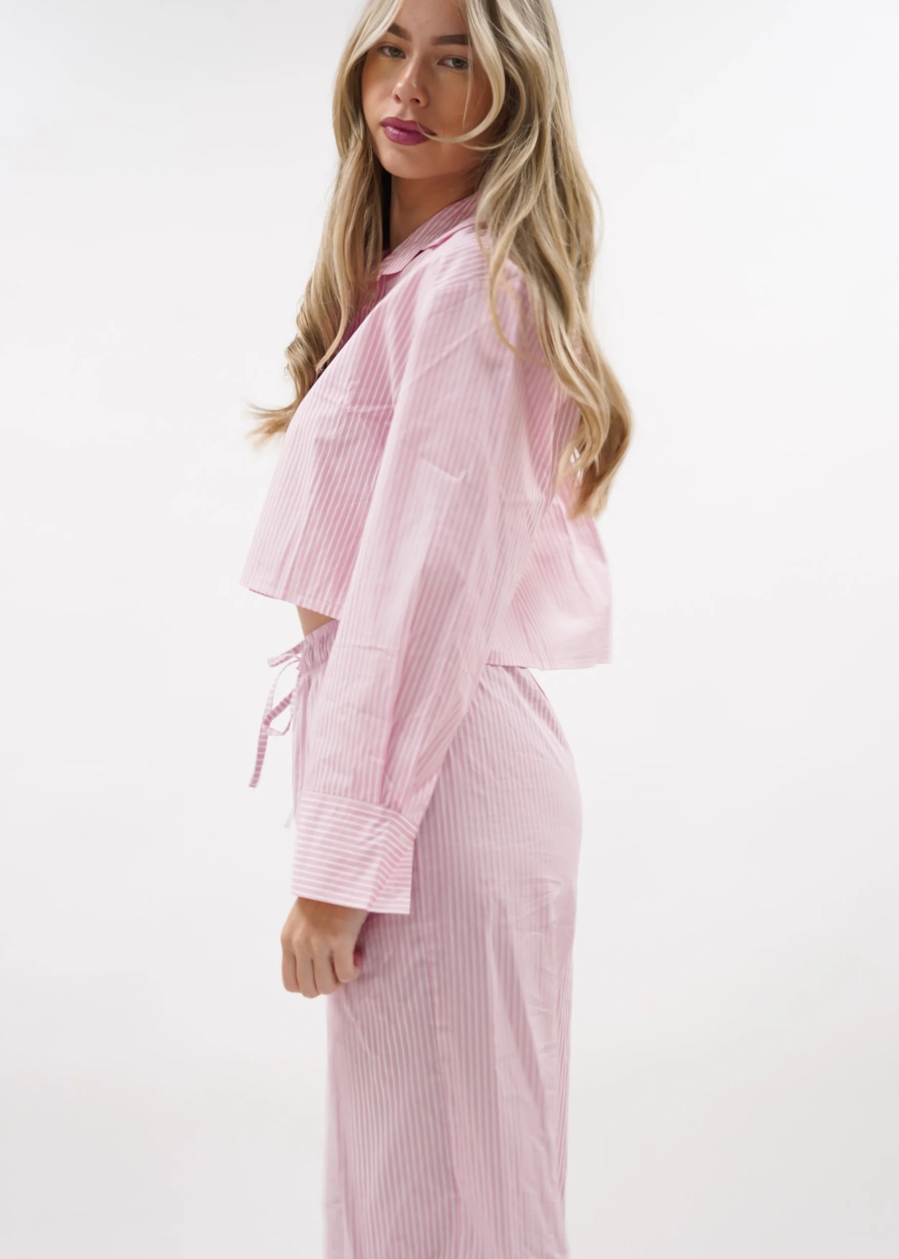 Cotton blouse striped pink/white - Image 6