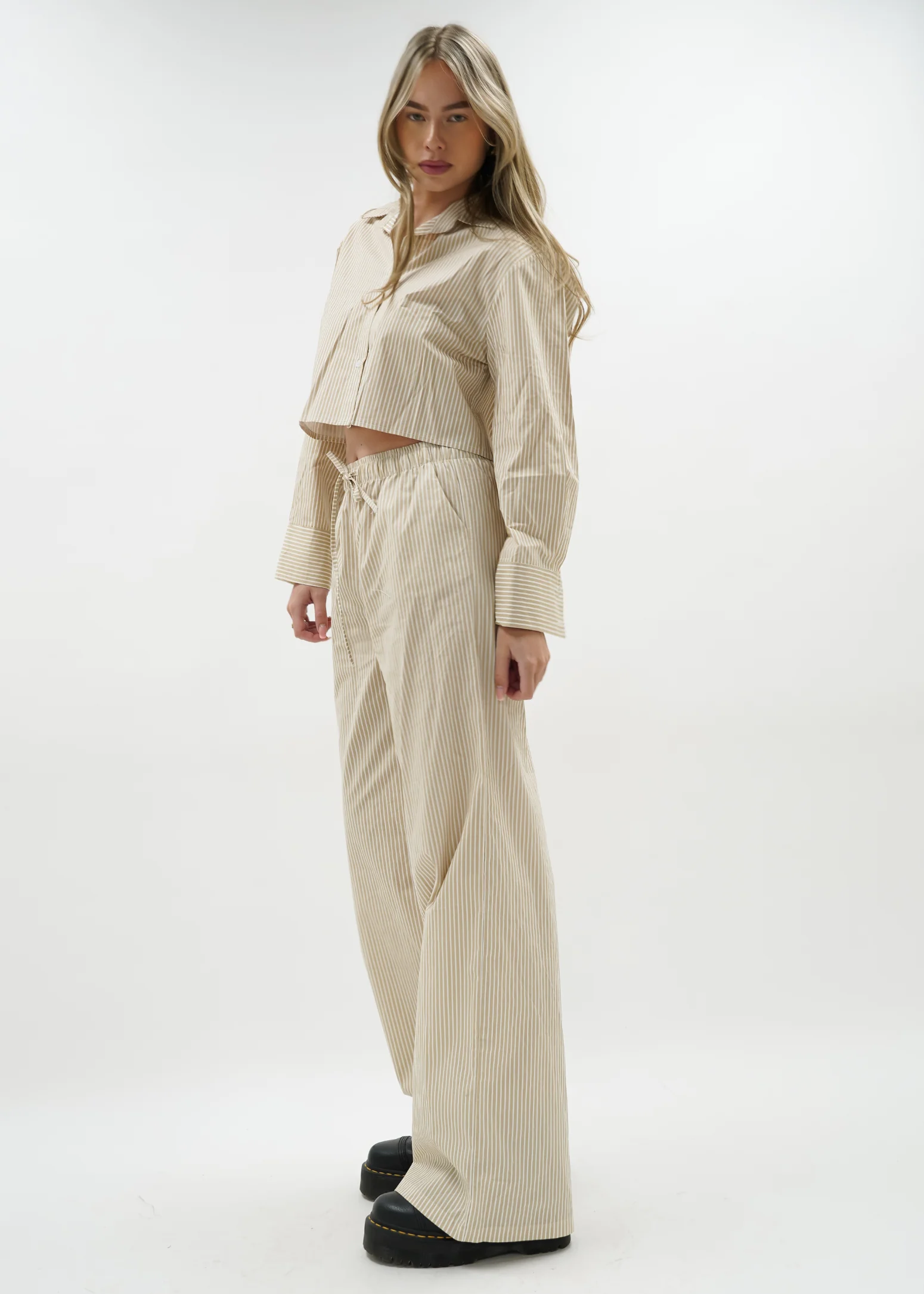 Cotton pants striped (tall) beige/white - Image 5