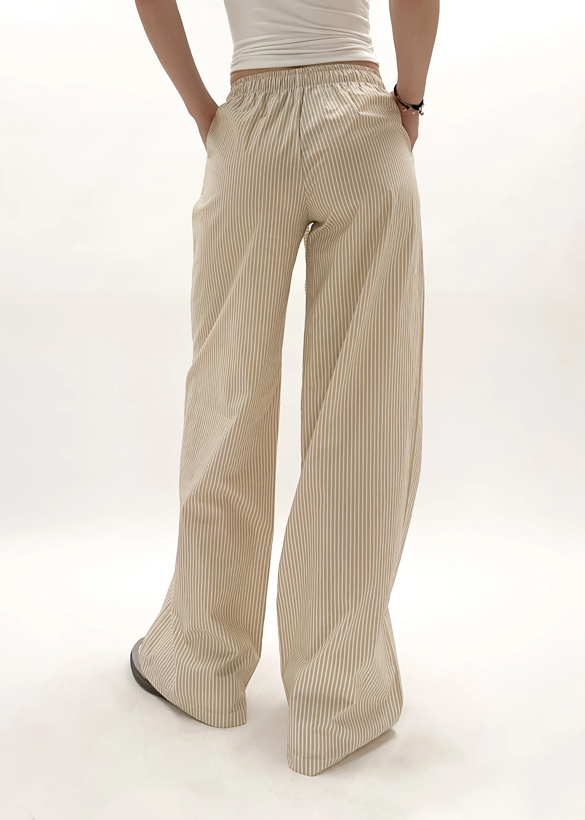 Cotton pants striped (tall) beige/white - Image 8