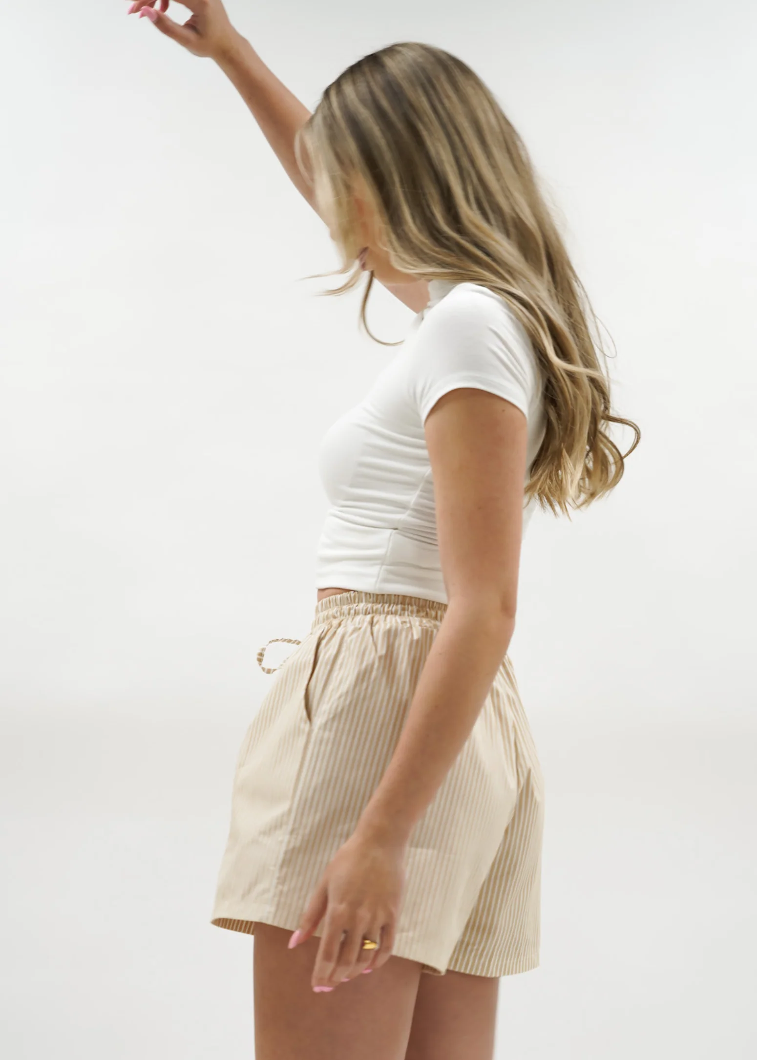 Cotton shorts striped beige/white - Image 10