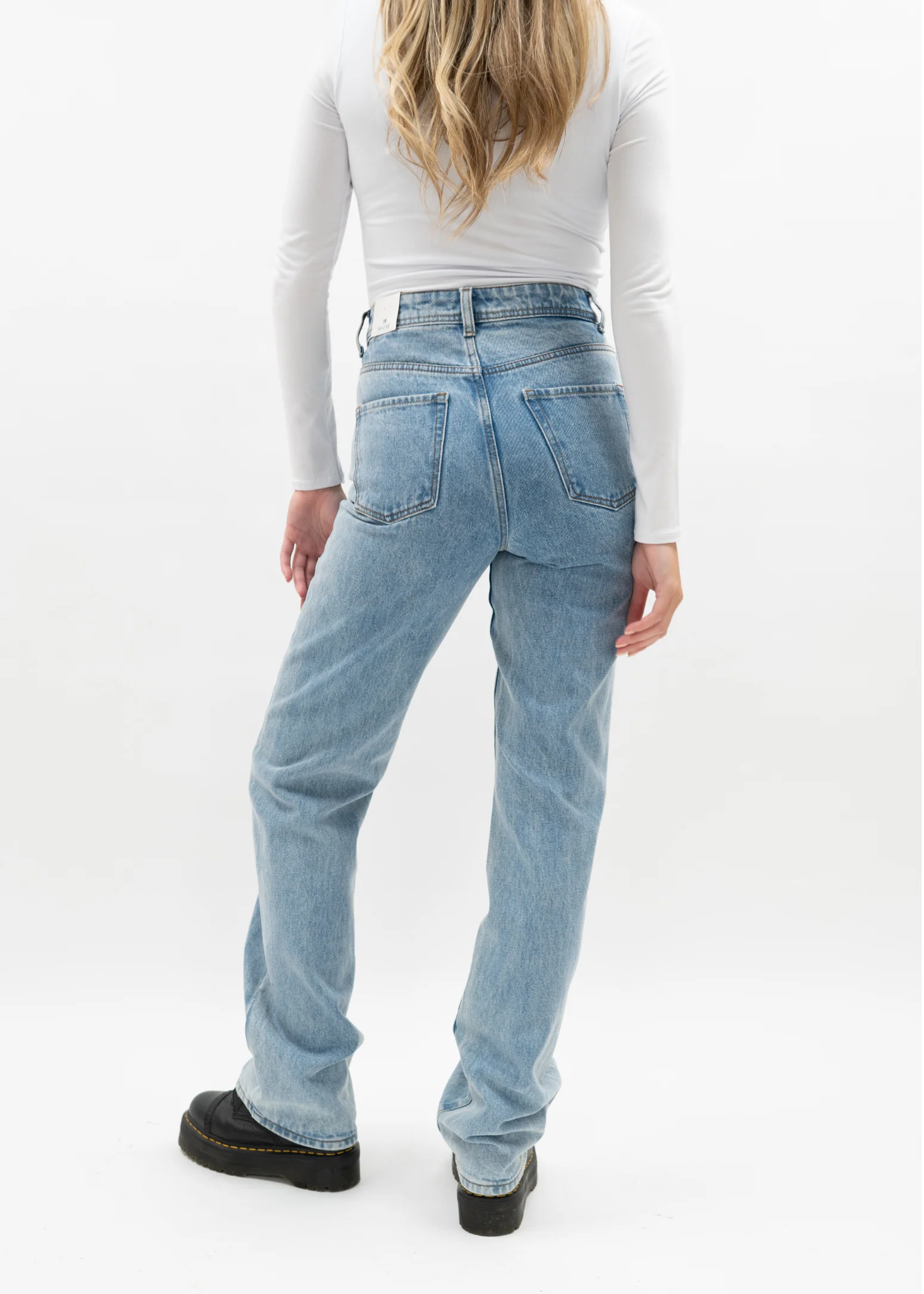 High waist straight leg jeans 90's dark blue (TALL) - Image 3