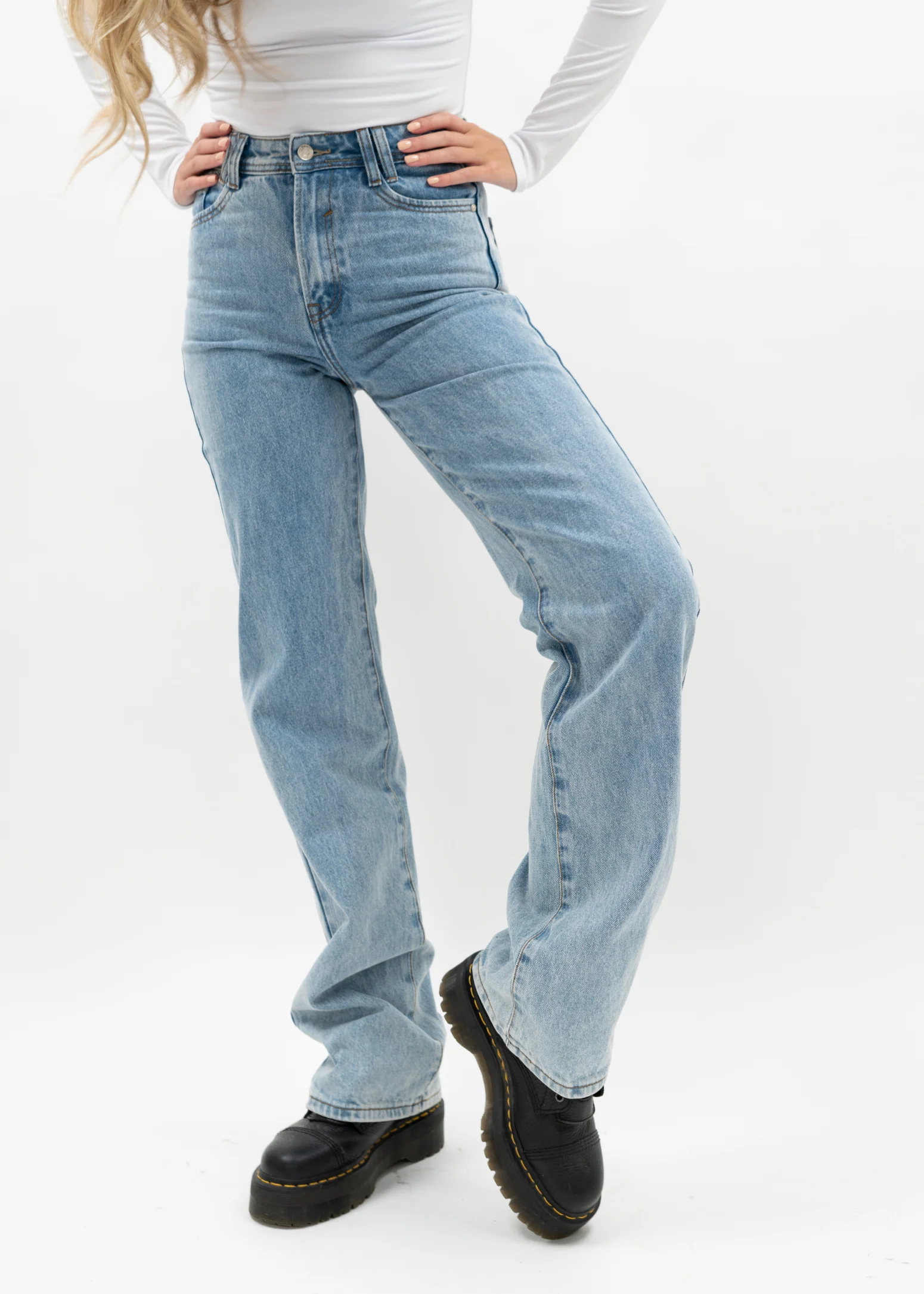 High waist straight leg jeans 90's dark blue (TALL) - Image 5