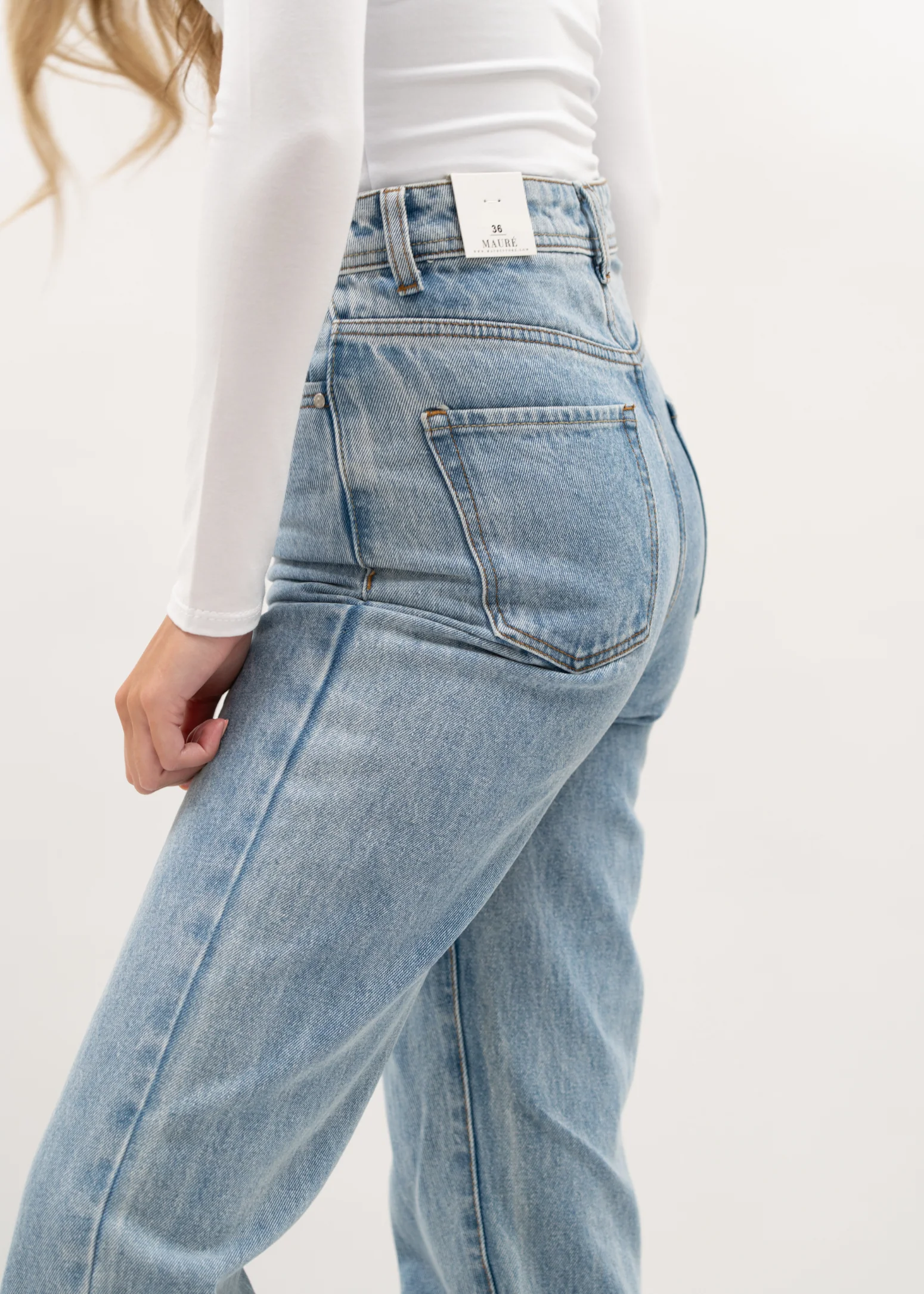 High waist straight leg jeans 90's dark blue (TALL) - Image 6