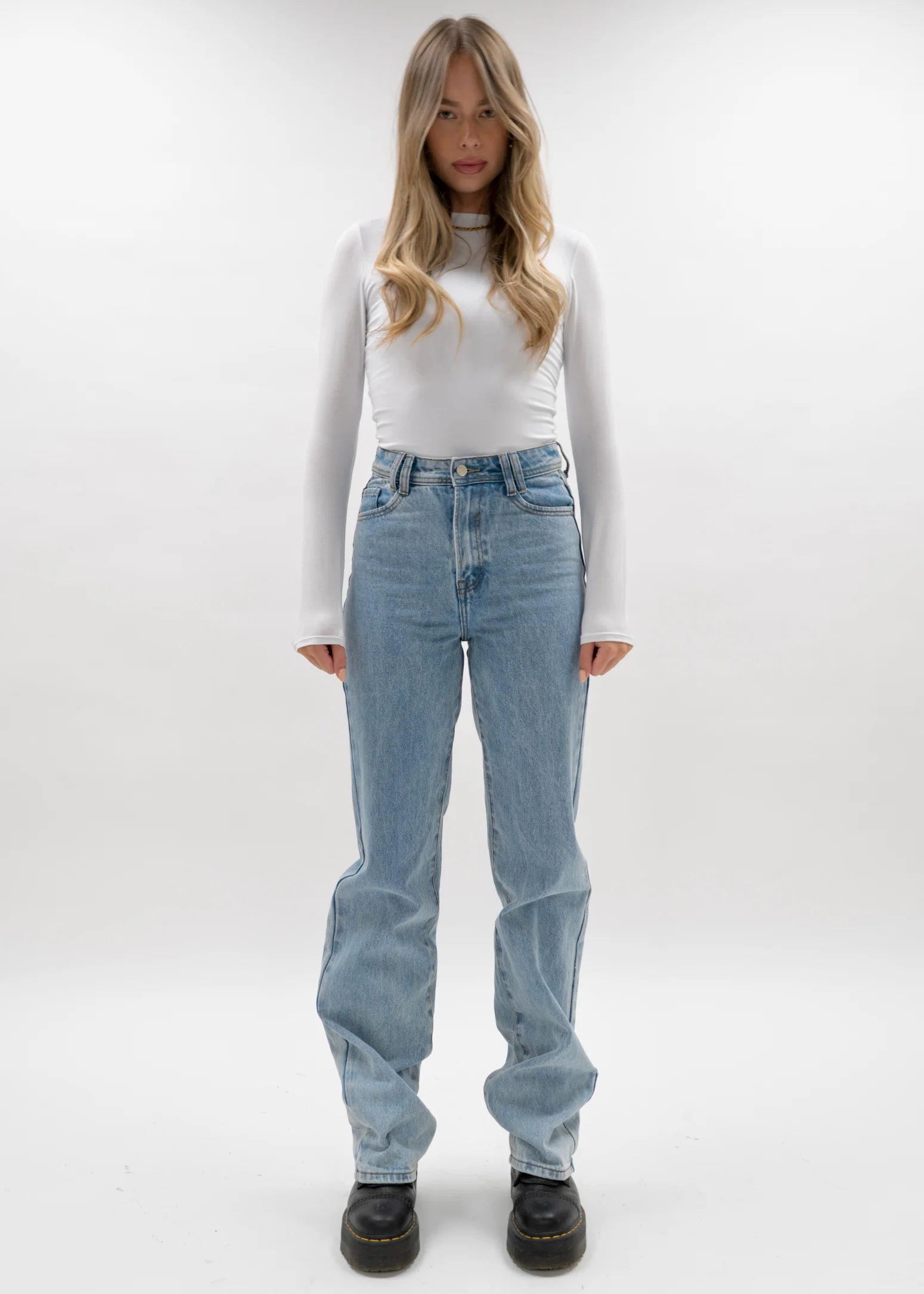 High waist straight leg jeans 90's dark blue (TALL) - Image 7