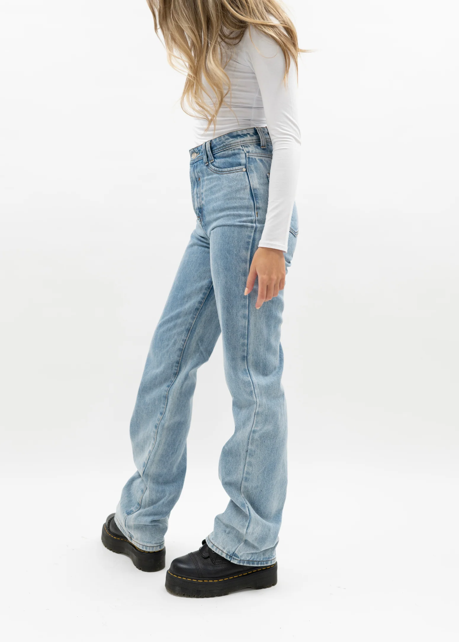 High waist straight leg jeans 90's dark blue (TALL) - Image 8
