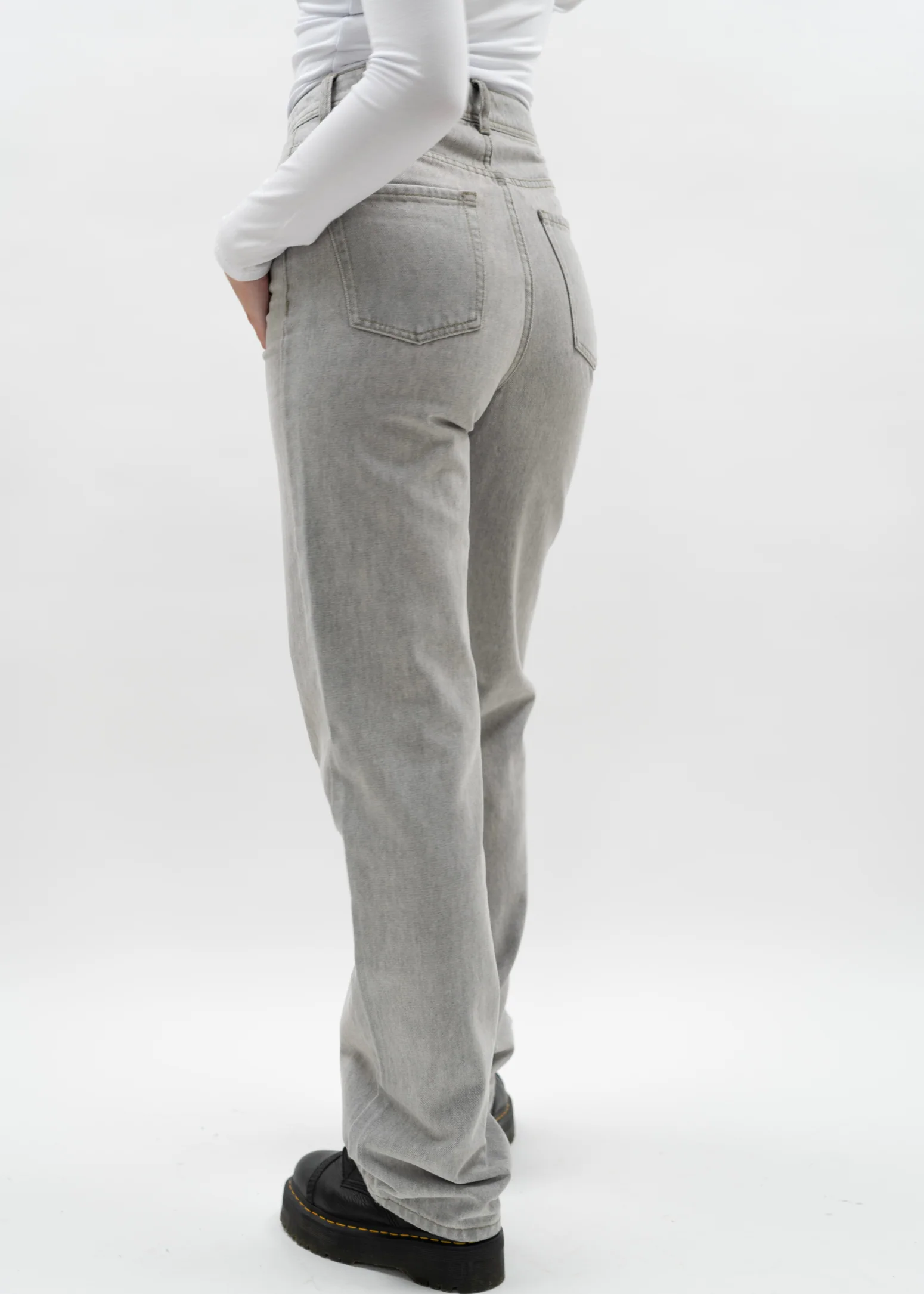 High waist straight leg jeans 90's light grey (TALL) - Image 4