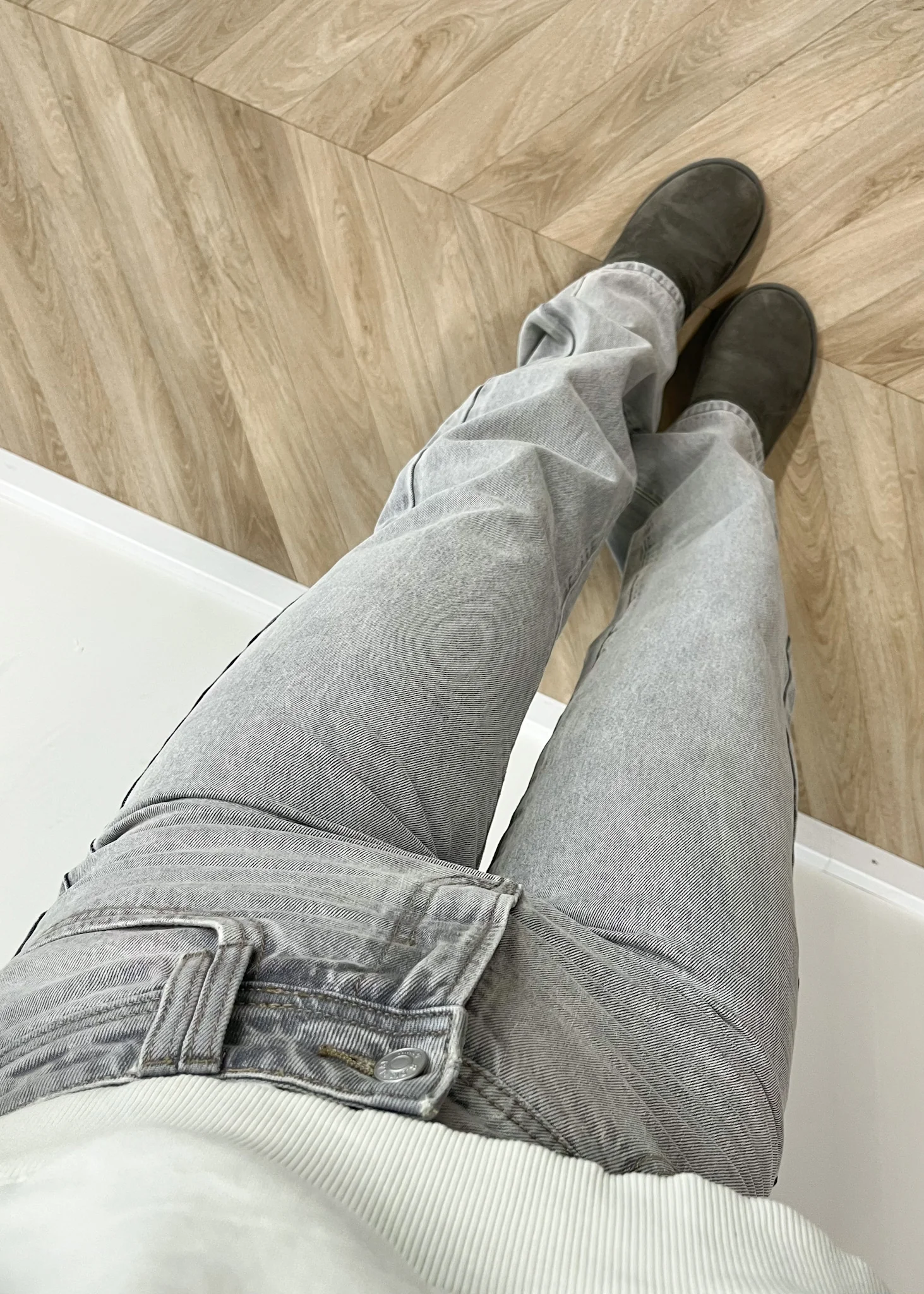 High waist straight leg jeans 90's light grey (TALL) - Image 6