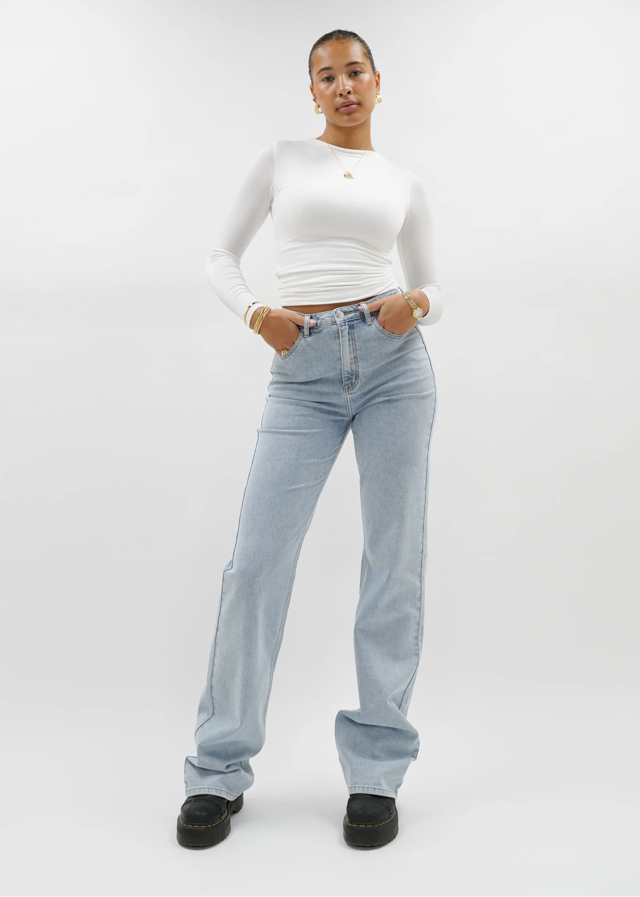 High waist wide leg jeans light blue (tall) - Image 10
