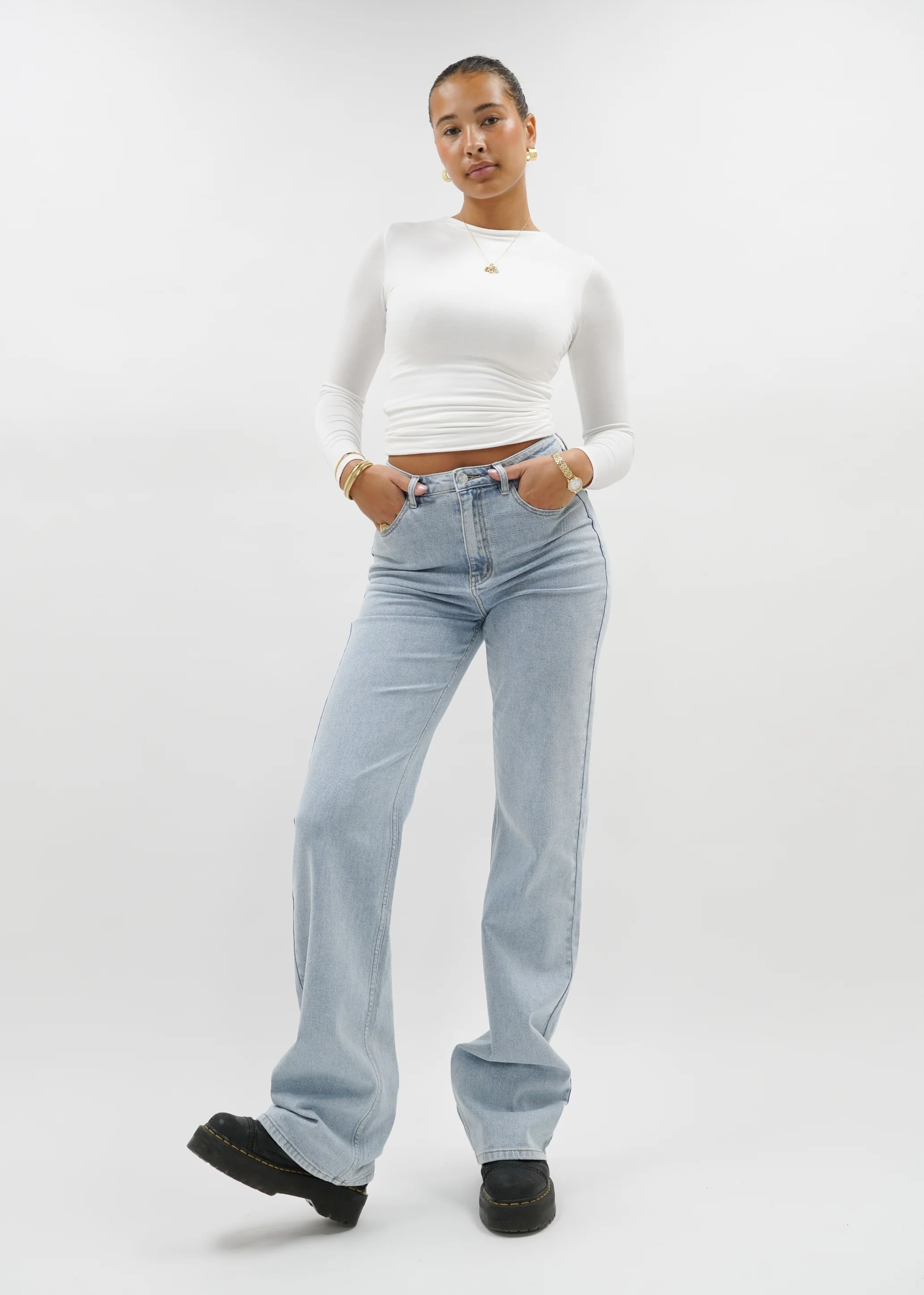 High waist wide leg jeans light blue (tall) - Image 12