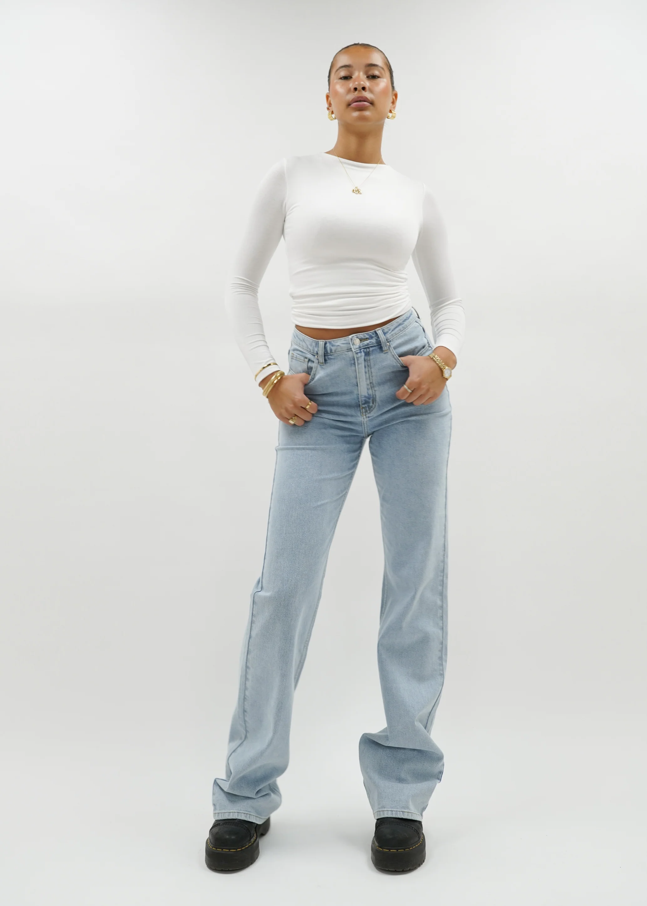 High waist wide leg jeans light blue (tall) - Image 13