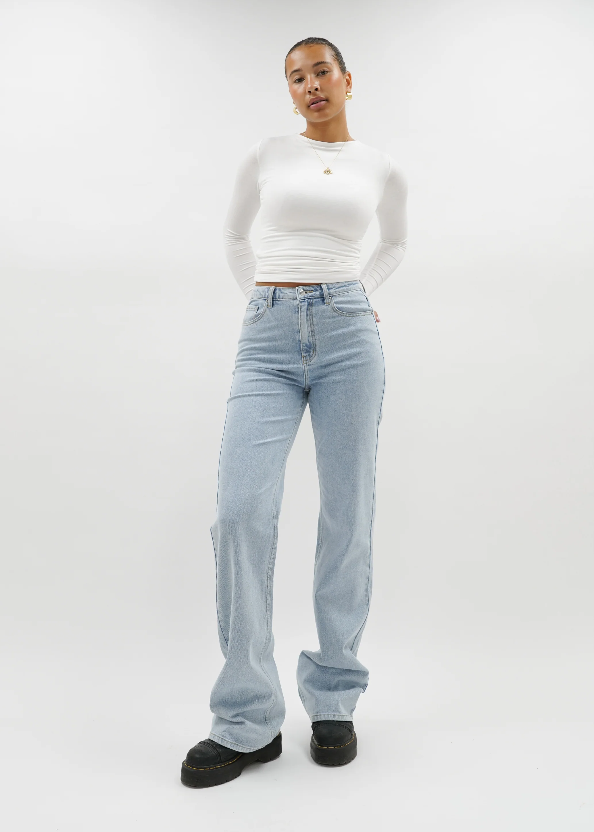 High waist wide leg jeans light blue (tall) - Image 6