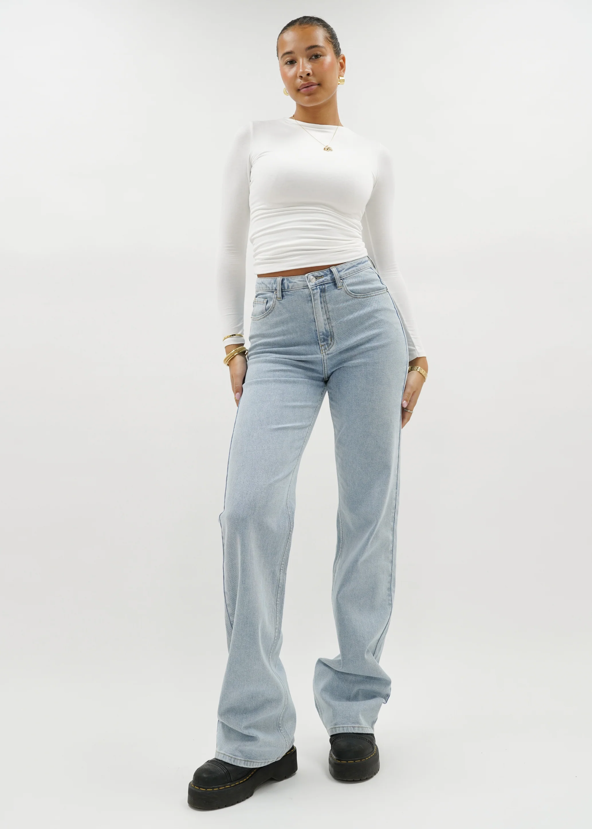 High waist wide leg jeans light blue (tall) - Image 9