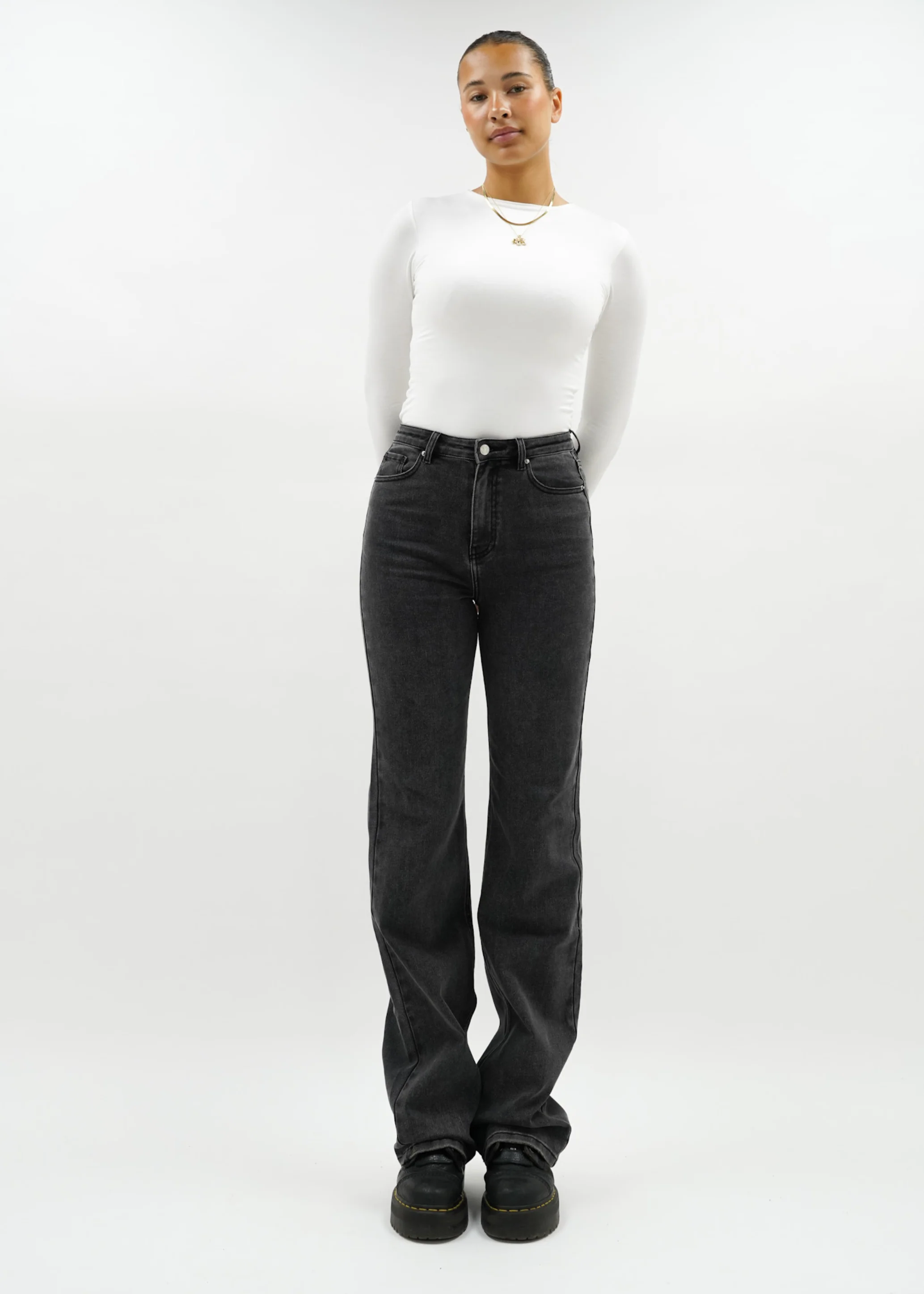 High waist wide leg jeans dark grey (tall) - Image 10