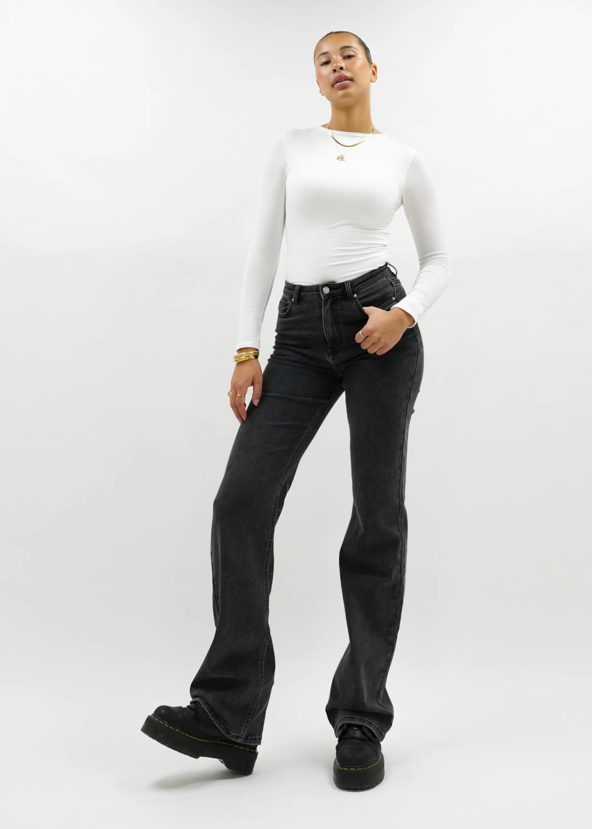 High waist wide leg jeans dark grey (tall) - Image 12