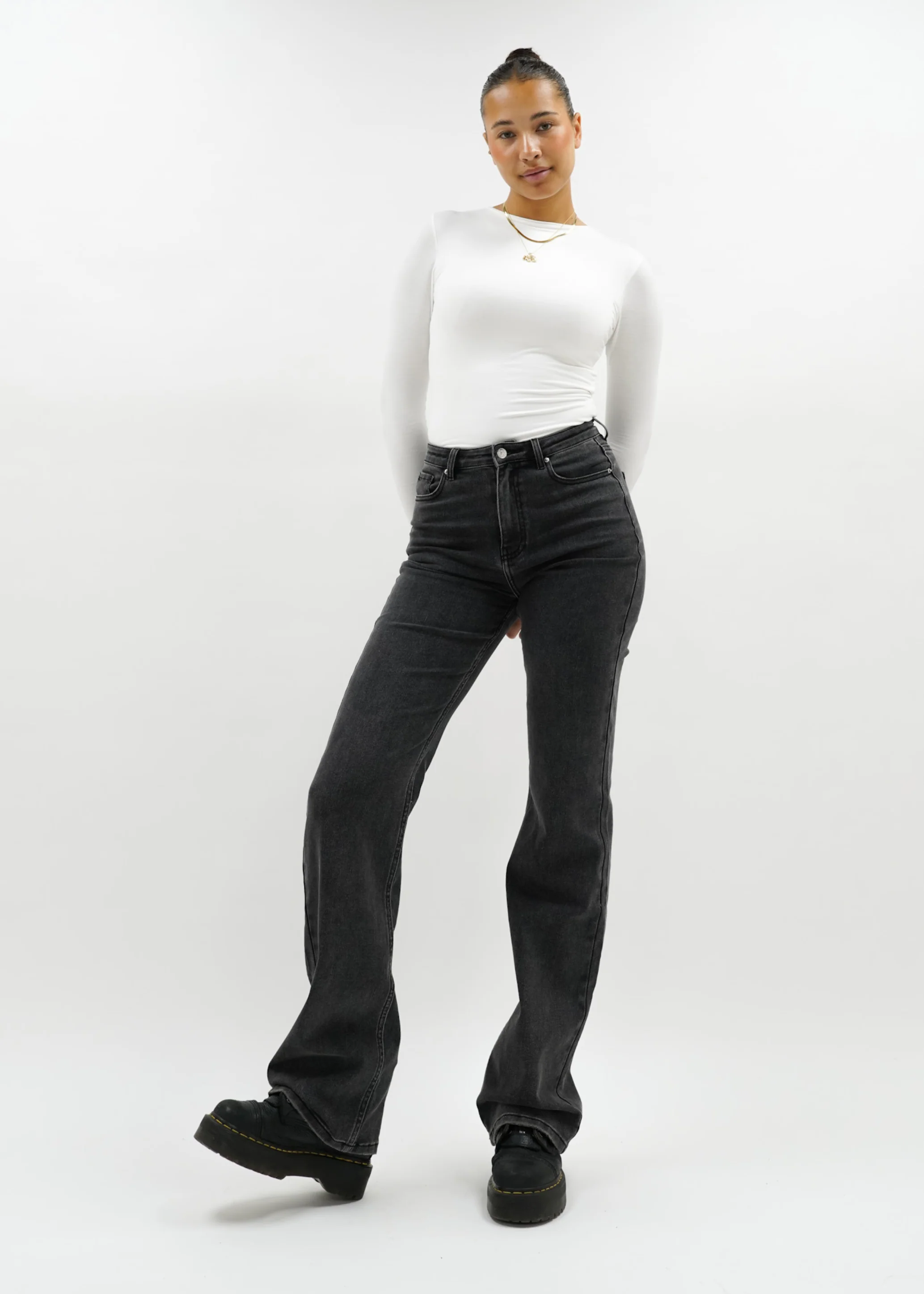 High waist wide leg jeans dark grey (tall) - Image 13