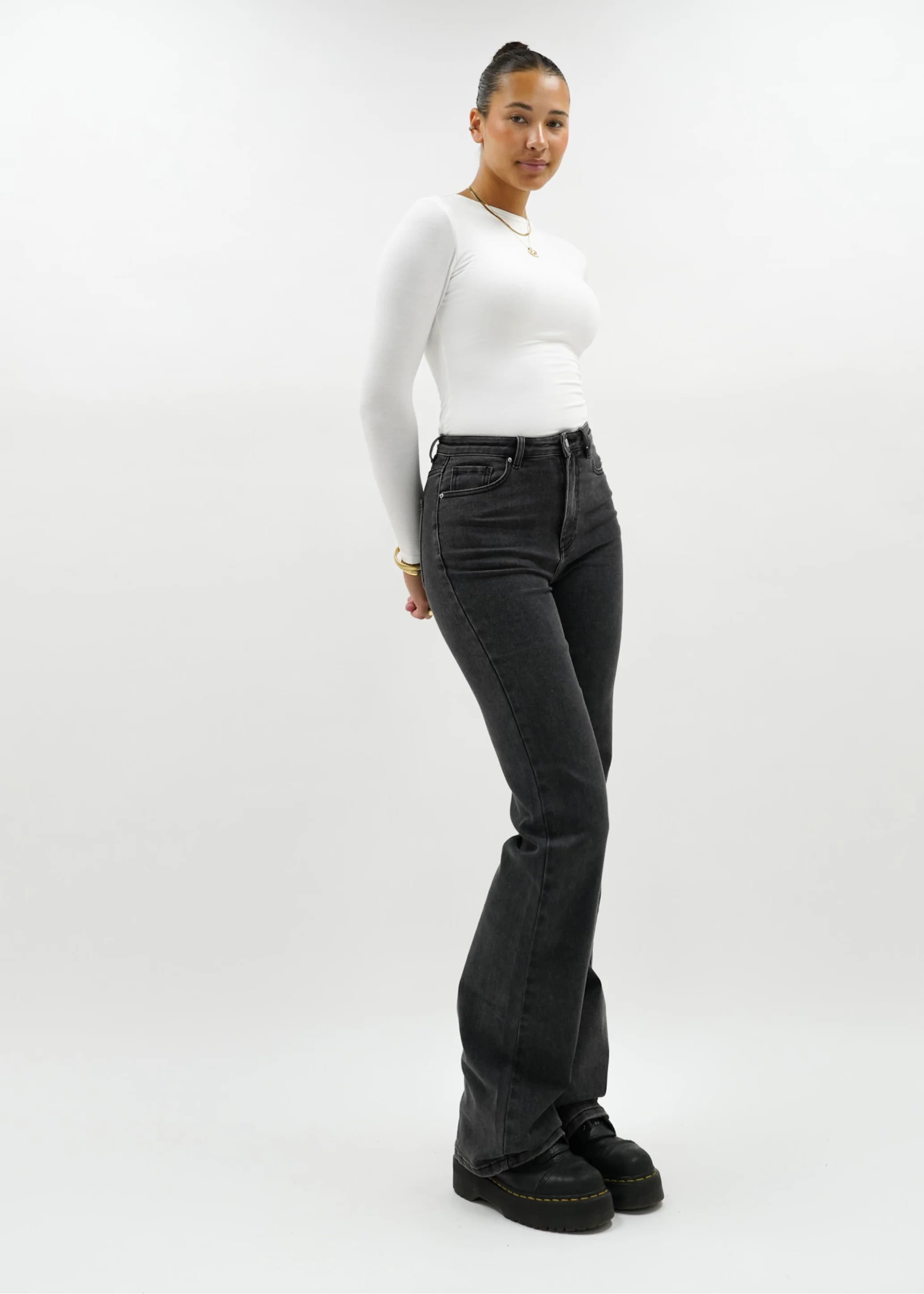 High waist wide leg jeans dark grey (tall) - Image 3