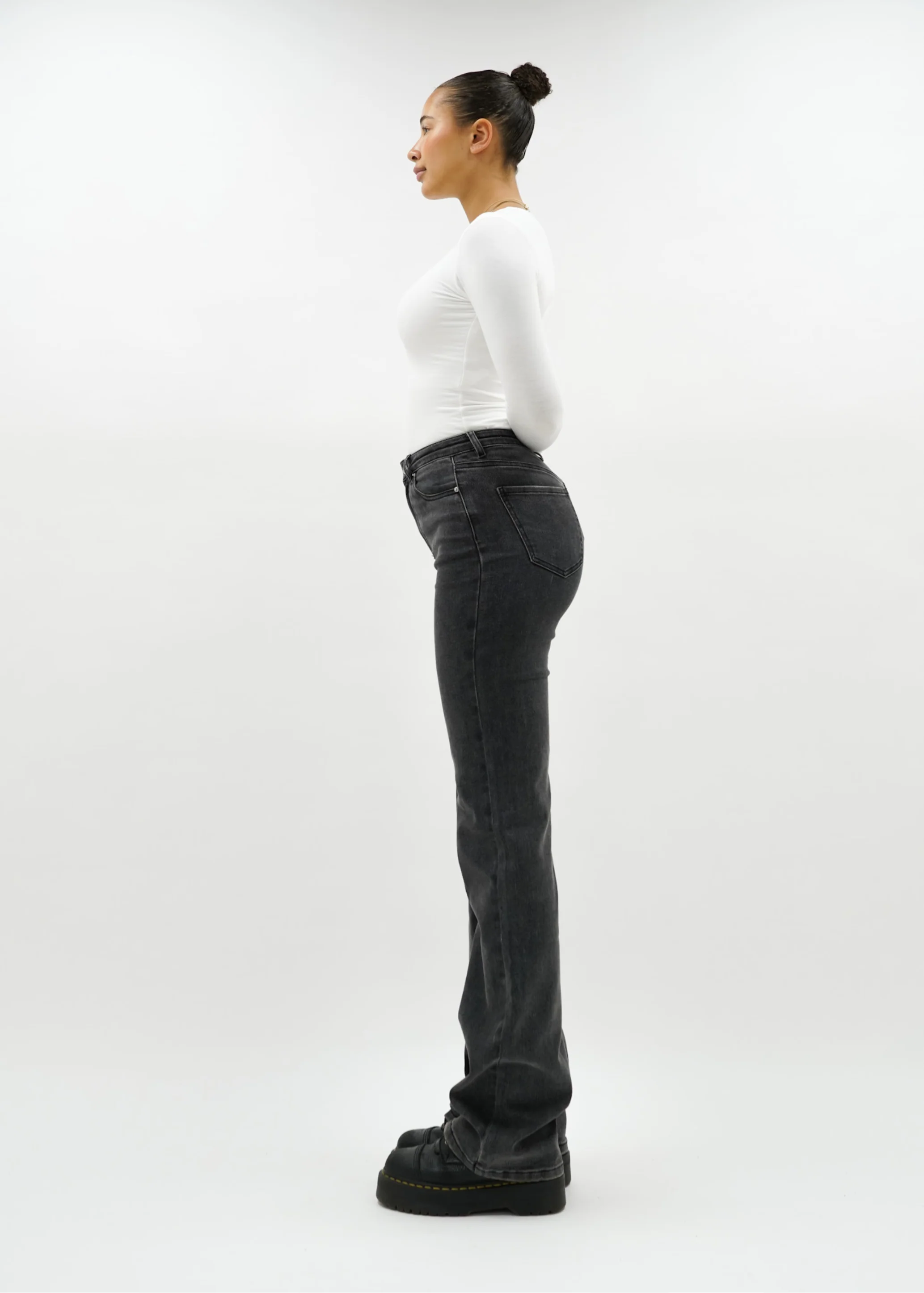 High waist wide leg jeans dark grey (tall) - Image 4