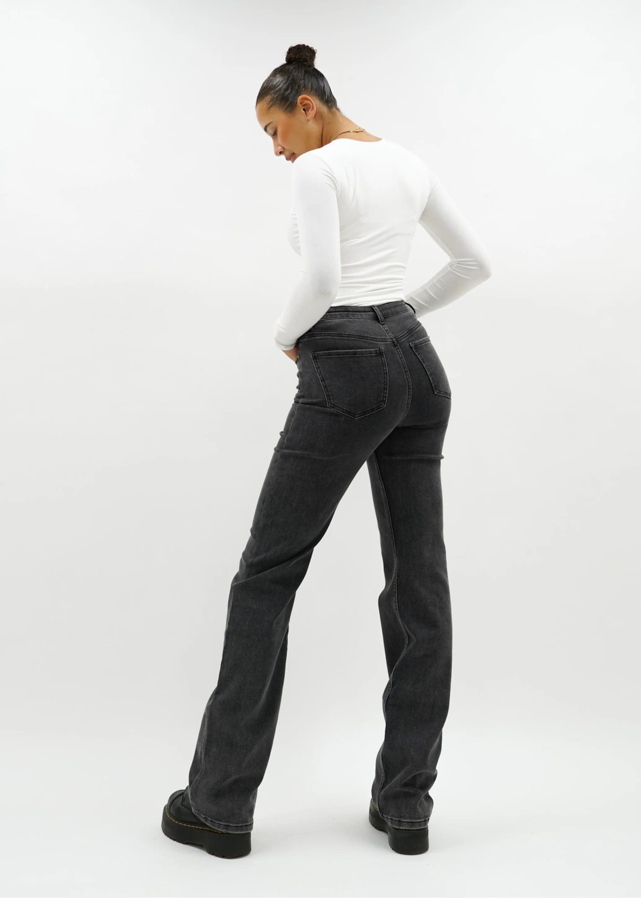 High waist wide leg jeans dark grey (tall) - Image 5