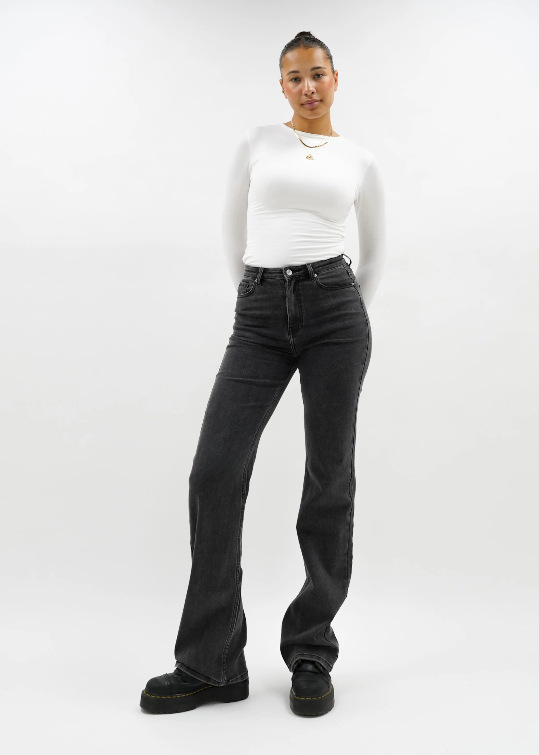 High waist wide leg jeans dark grey (tall) - Image 7