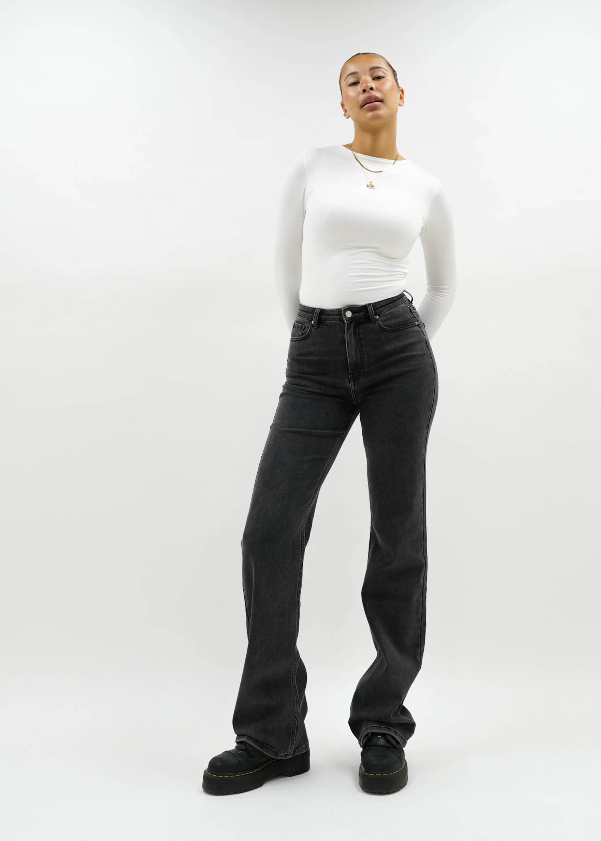 High waist wide leg jeans dark grey (tall) - Image 8