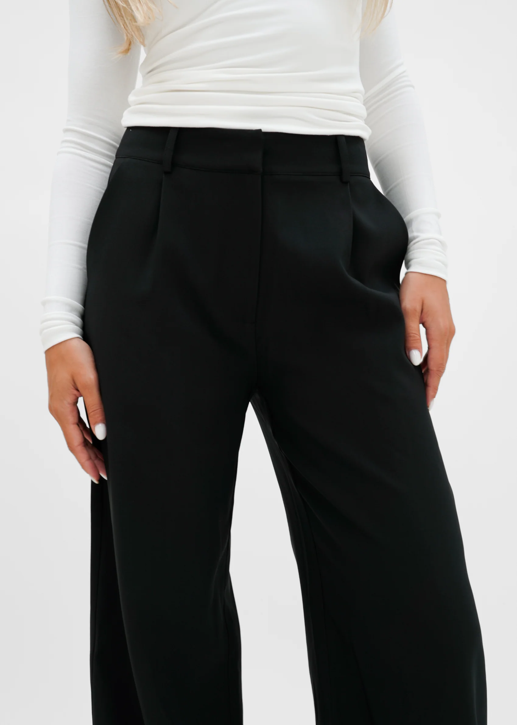 High waist wide leg pants casual black (regular) - Image 6
