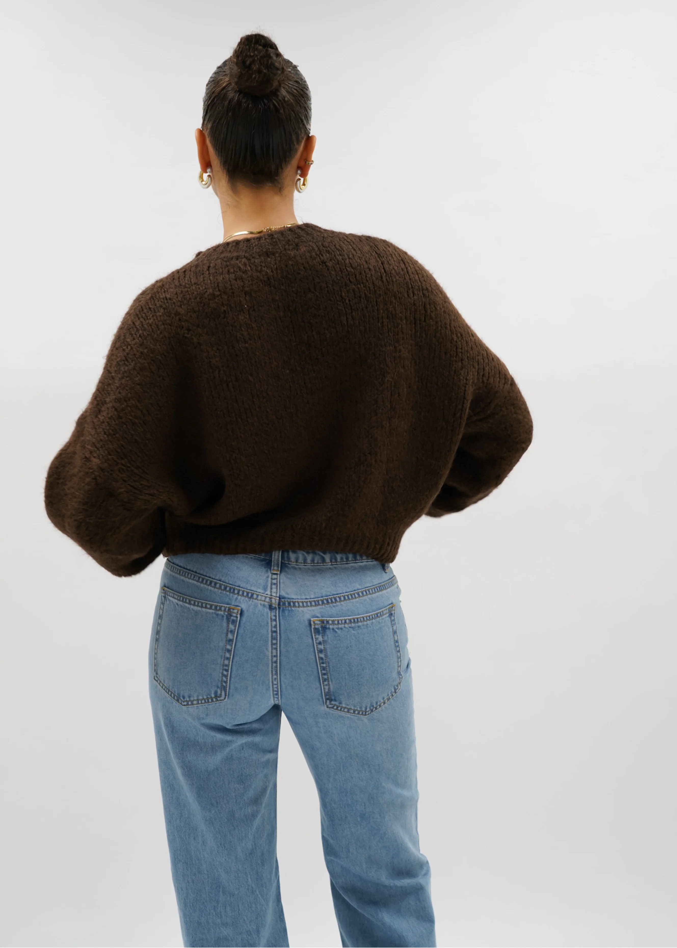 Knitted sweater chocolate brown (tall) - Image 3