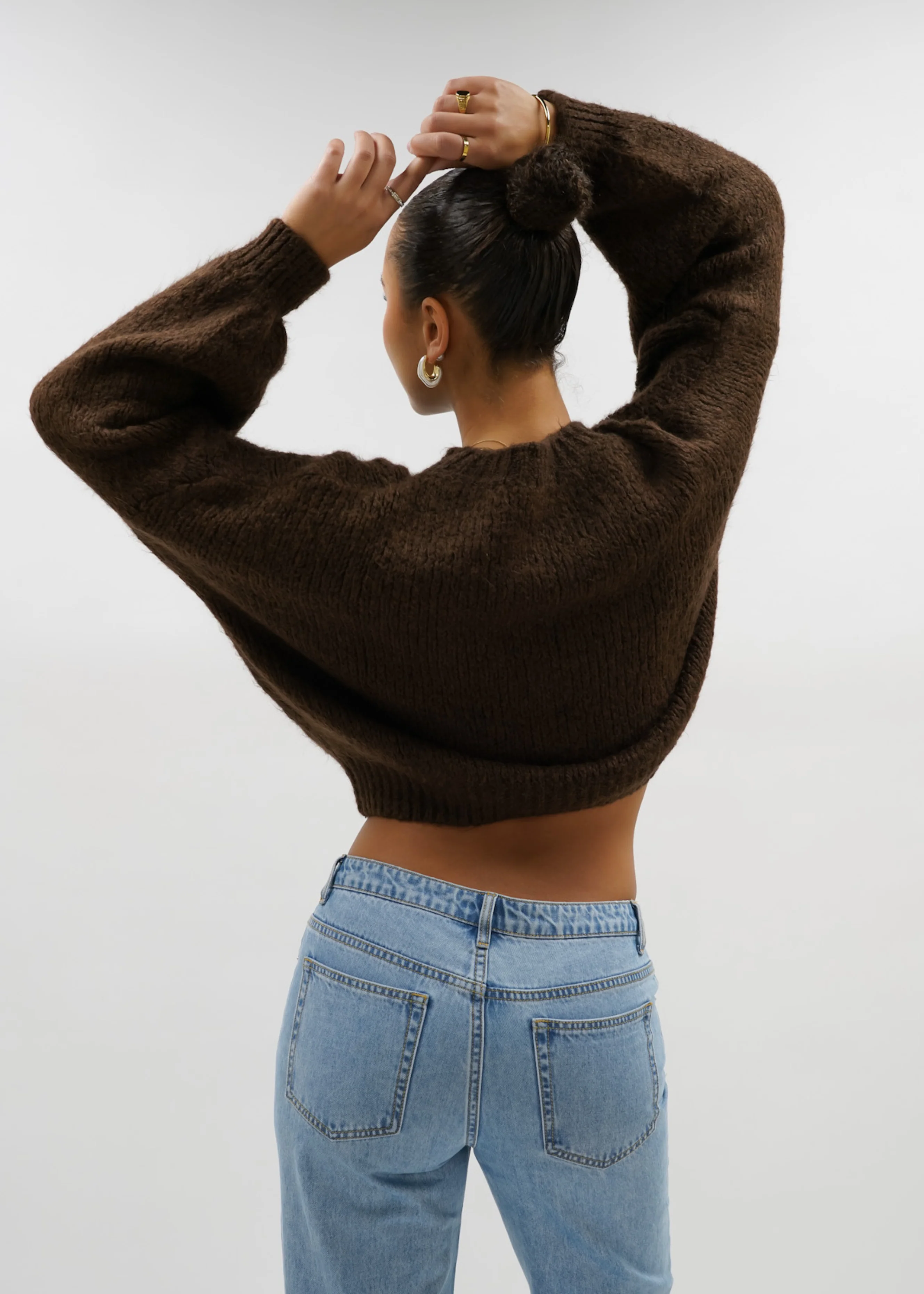 Knitted sweater chocolate brown (tall) - Image 5