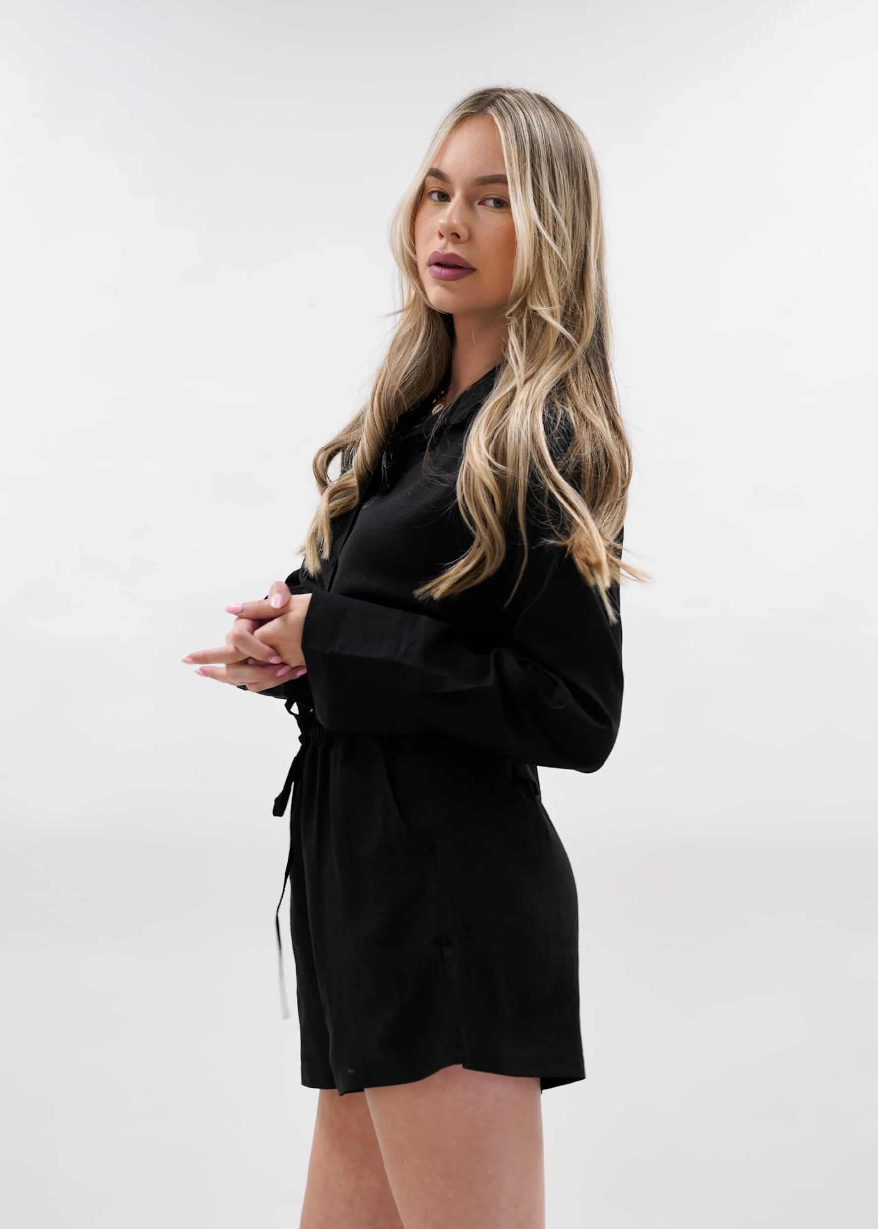 Linnen shorts black - Image 3