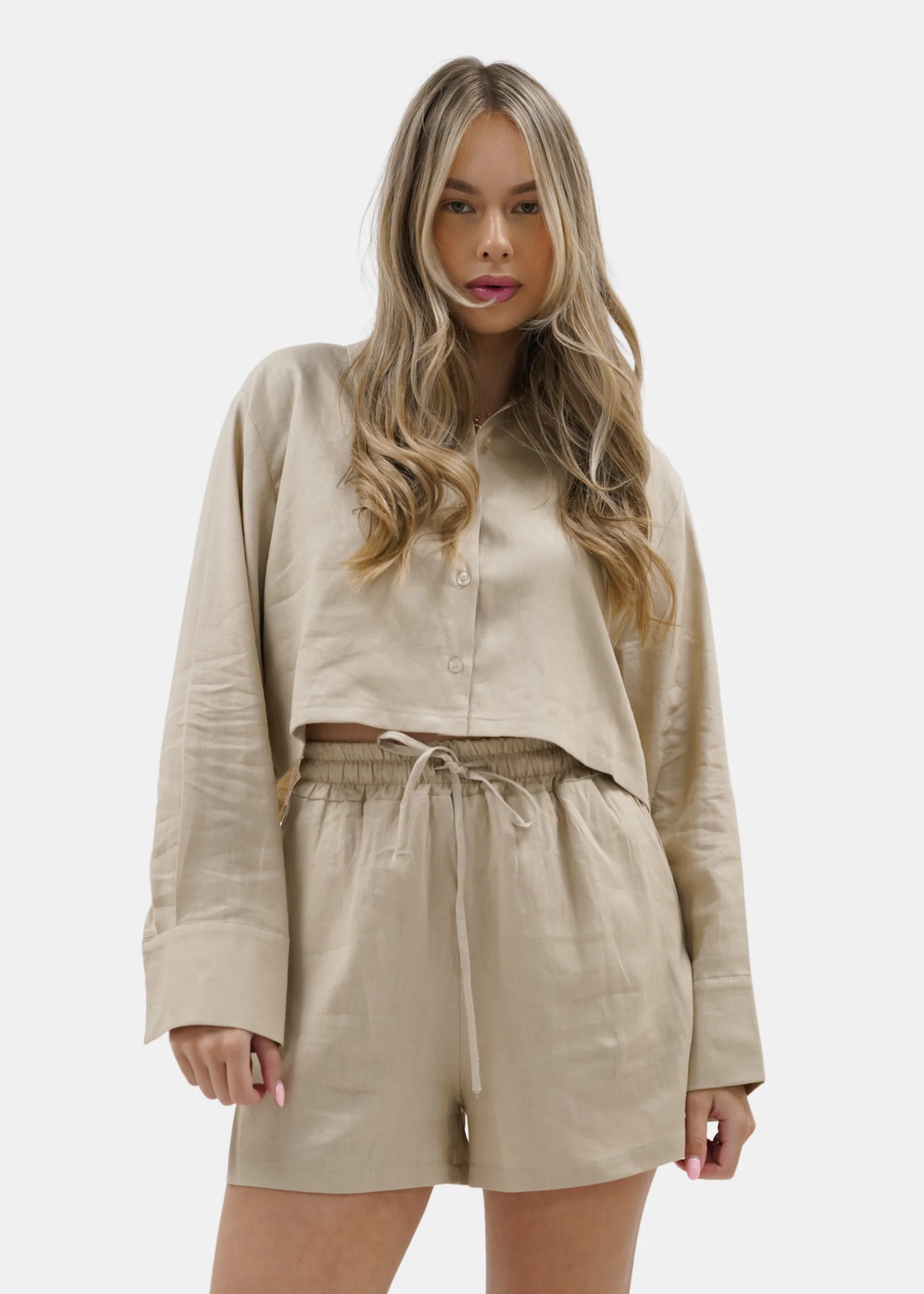 Linnen blouse sand - Image 8