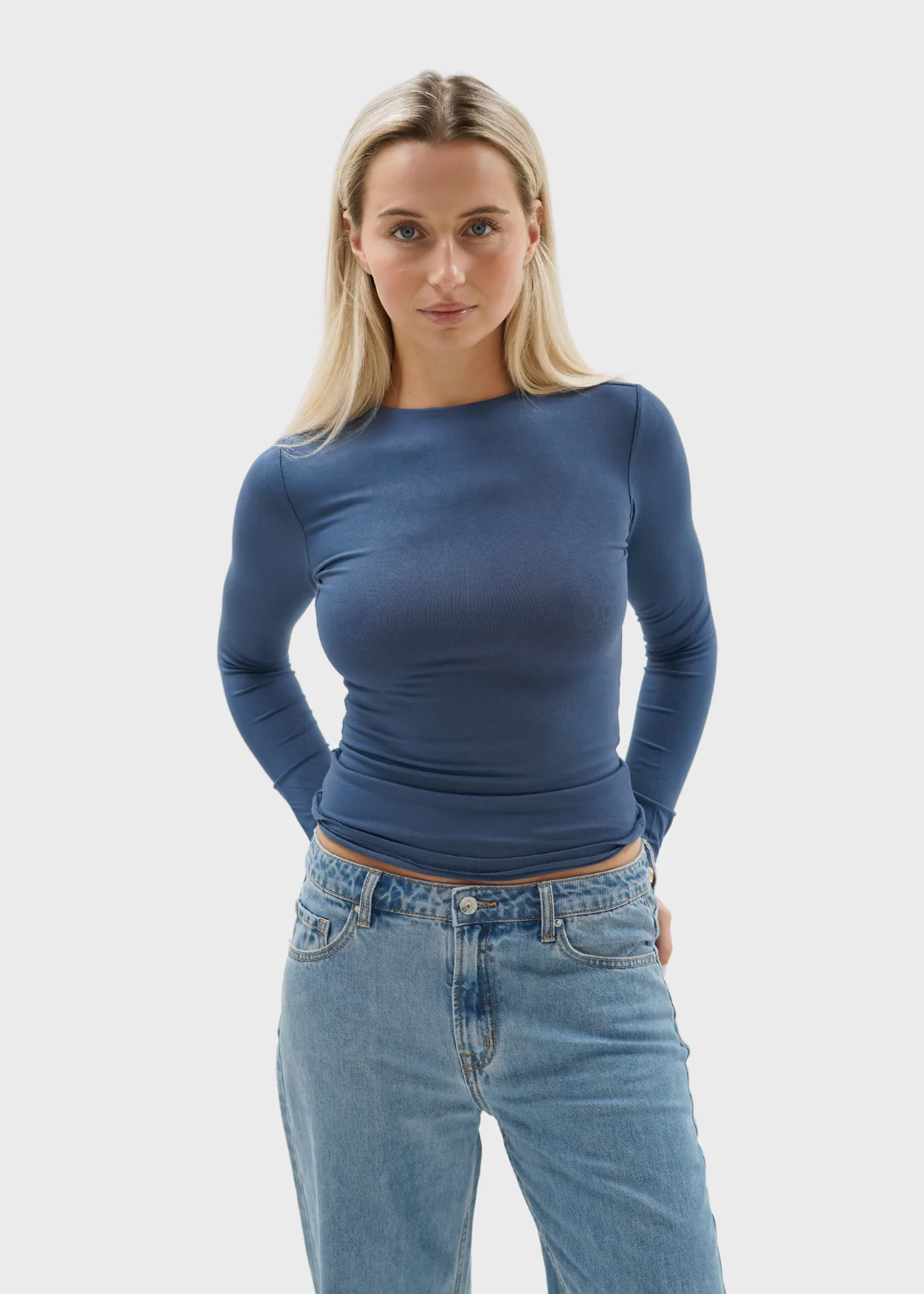 Long sleeve top long dark blue (tall) - Image 4
