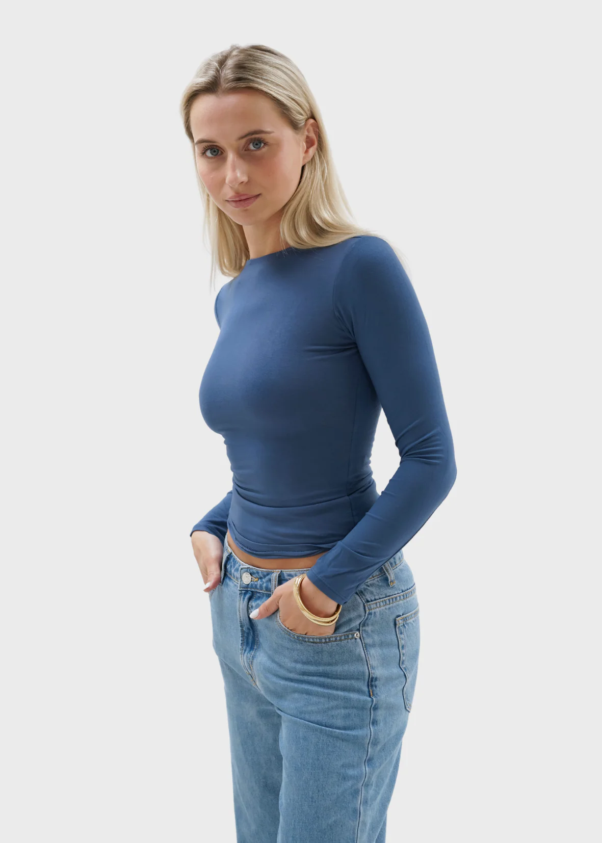 Long sleeve top long dark blue (tall) - Image 5