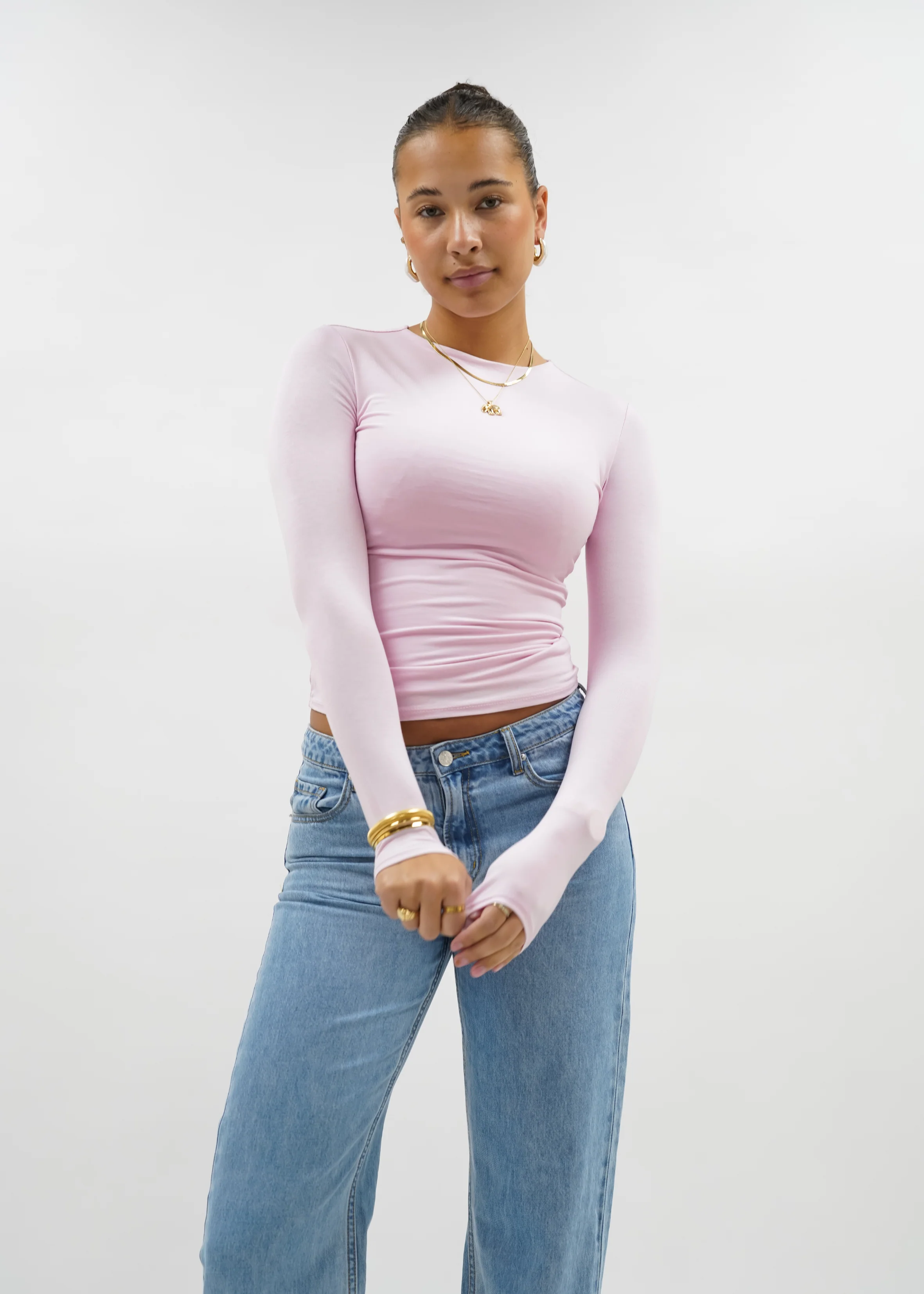 Long sleeve top long light pink (tall) - Image 13