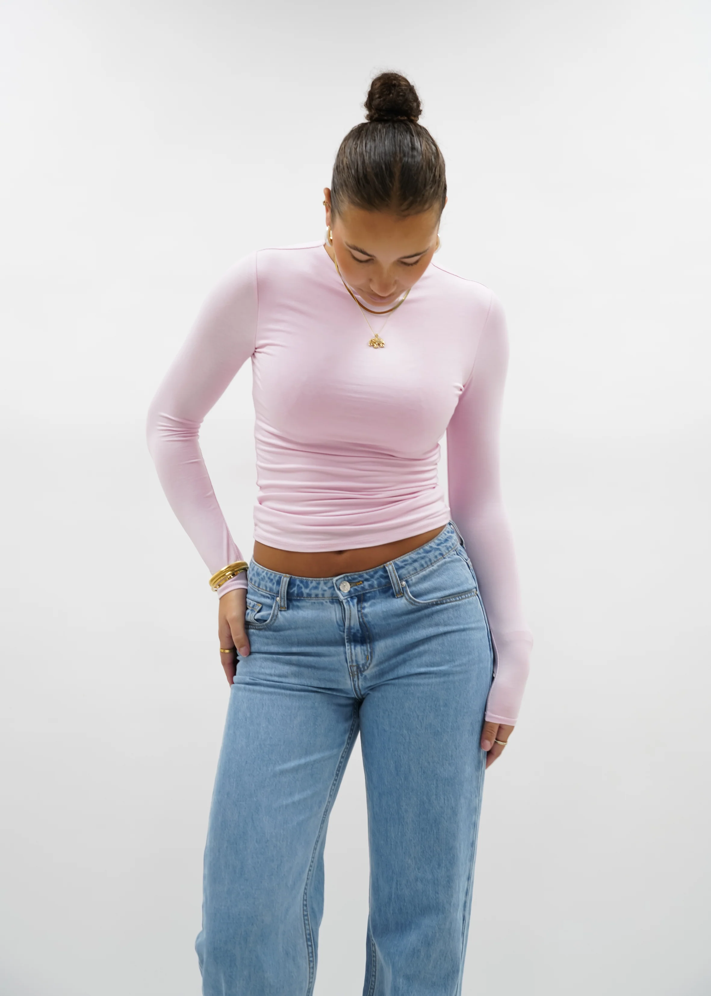 Long sleeve top long light pink (tall) - Image 15