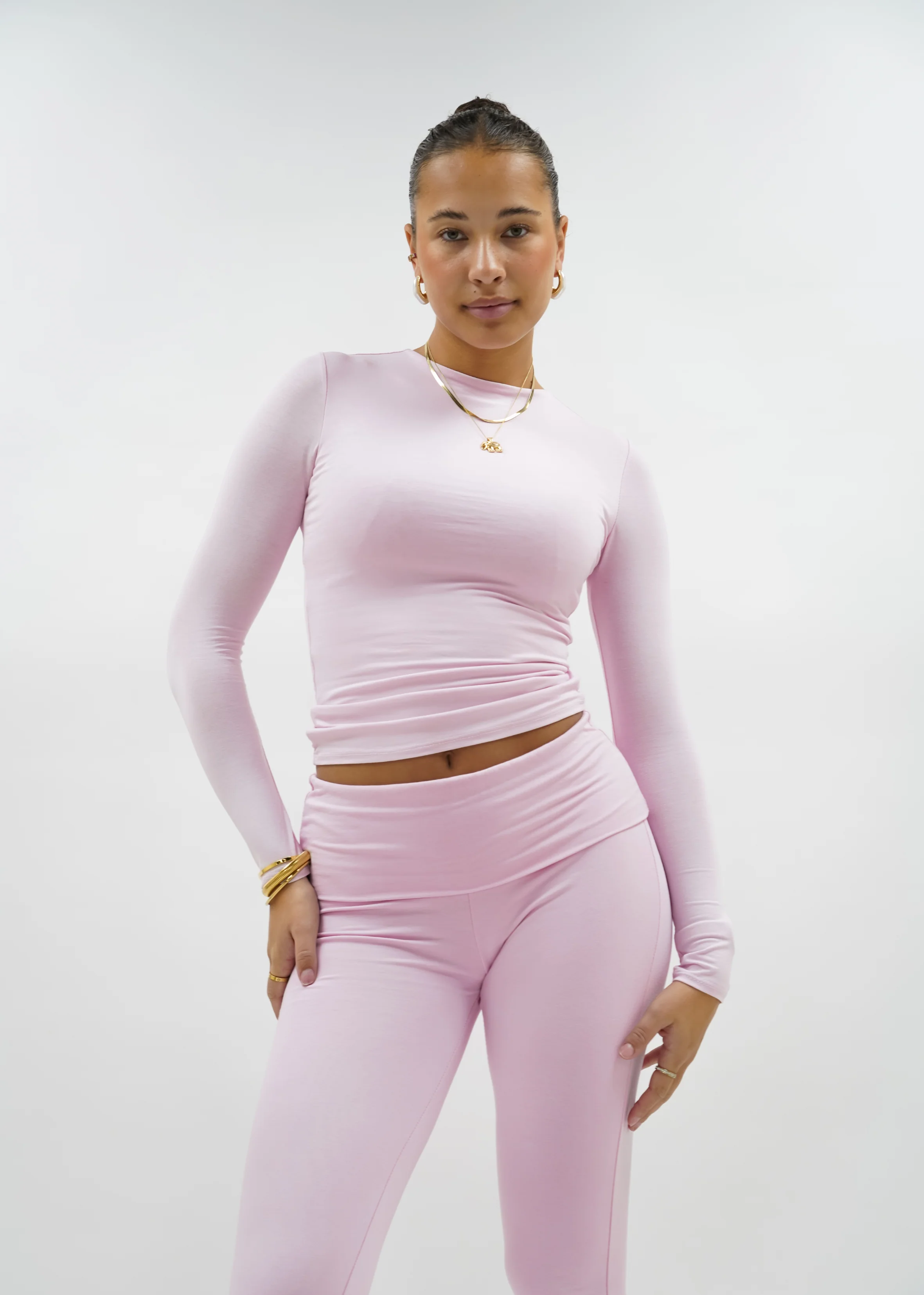 Long sleeve top long light pink (tall) - Image 4