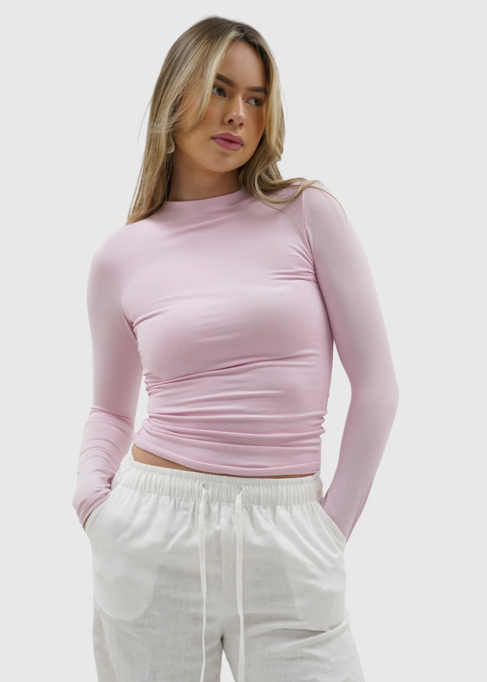 Long sleeve top long light pink (tall) - Image 5