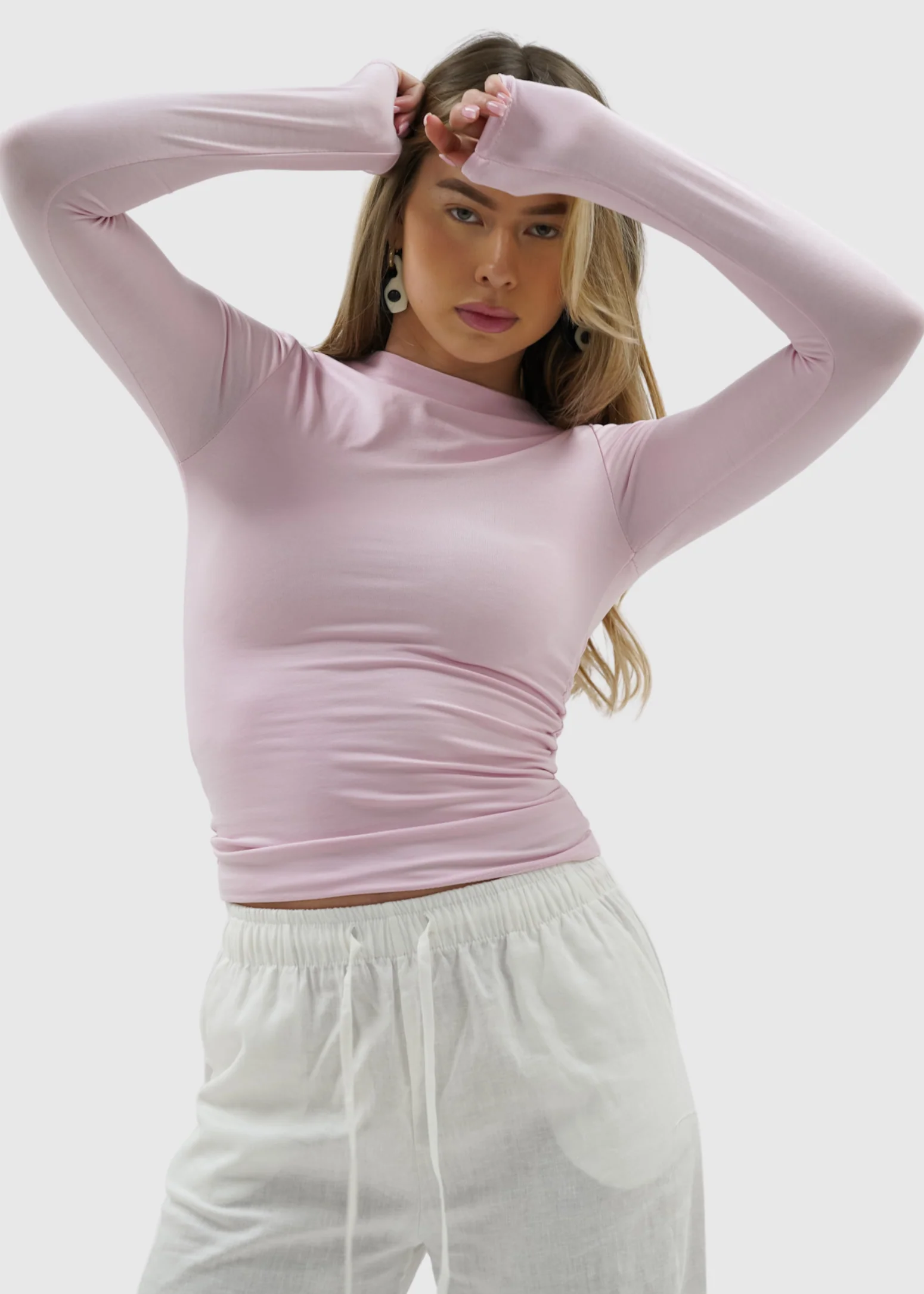 Long sleeve top long light pink (tall) - Image 7