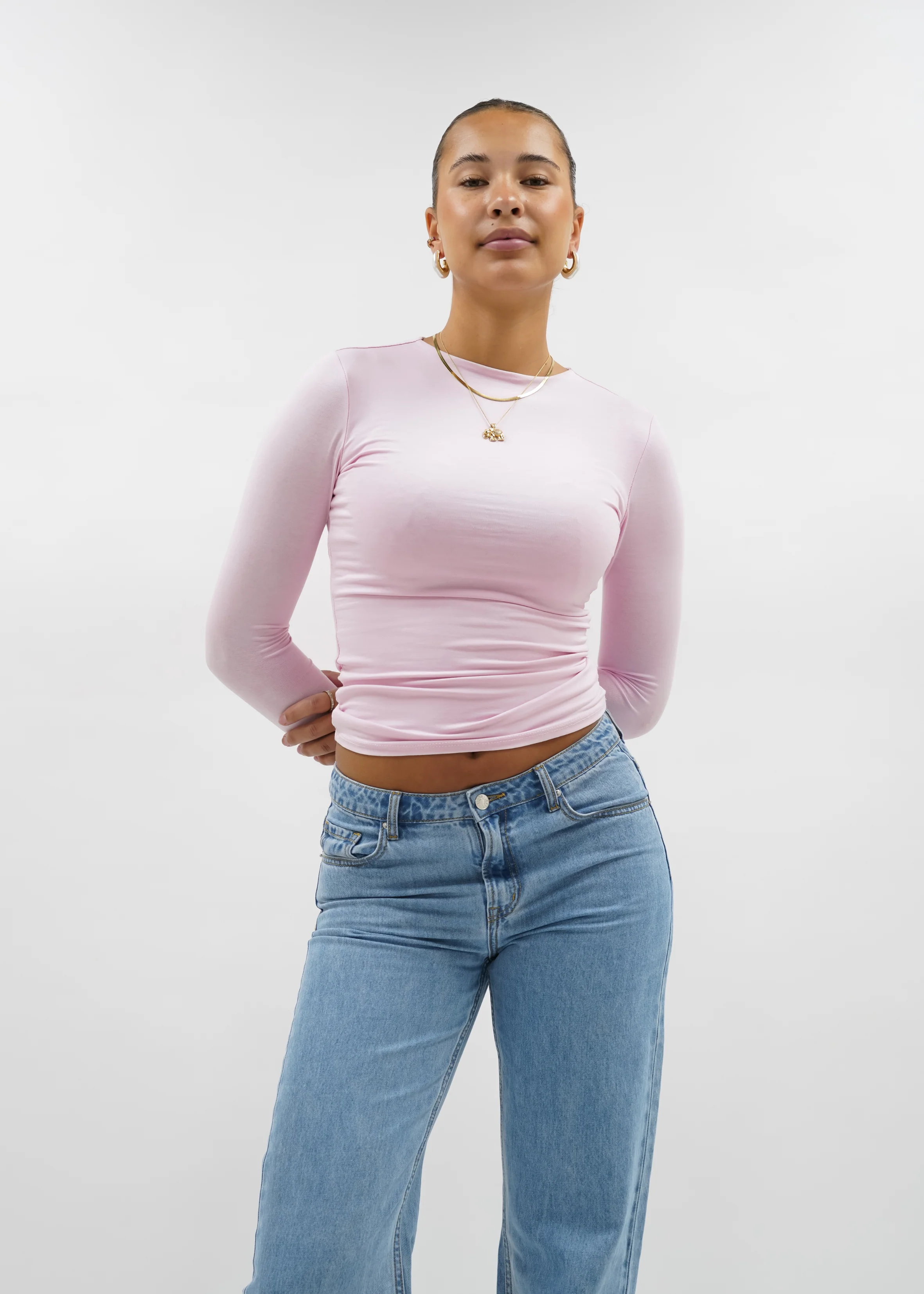 Long sleeve top long light pink (tall) - Image 9