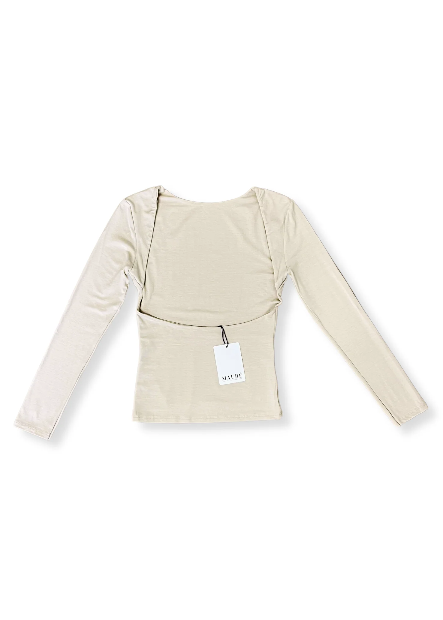 Long sleeve backless top beige - Image 11