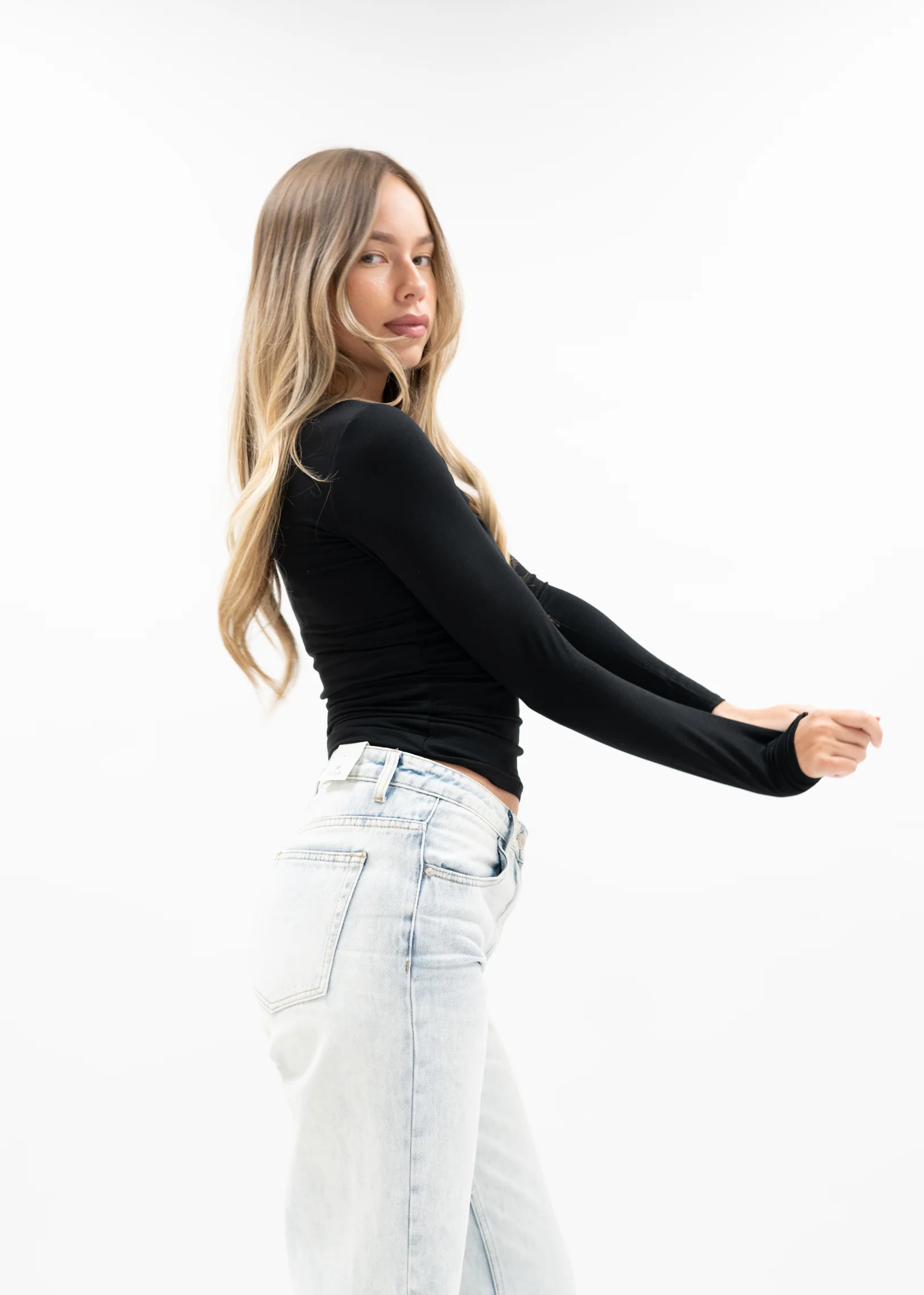 Long sleeve top long black (tall) - Image 13