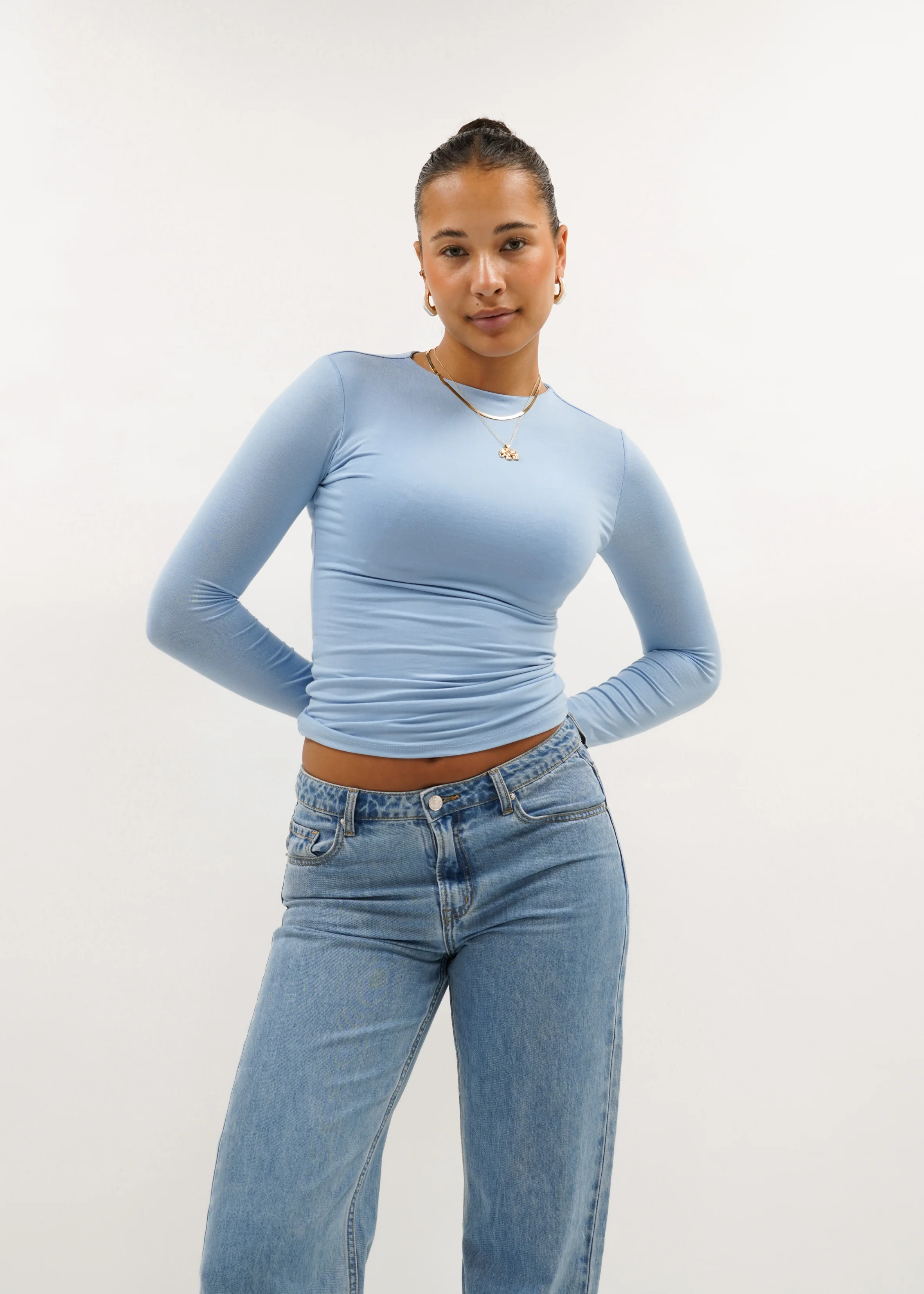 Long sleeve top long light blue (tall) - Image 10