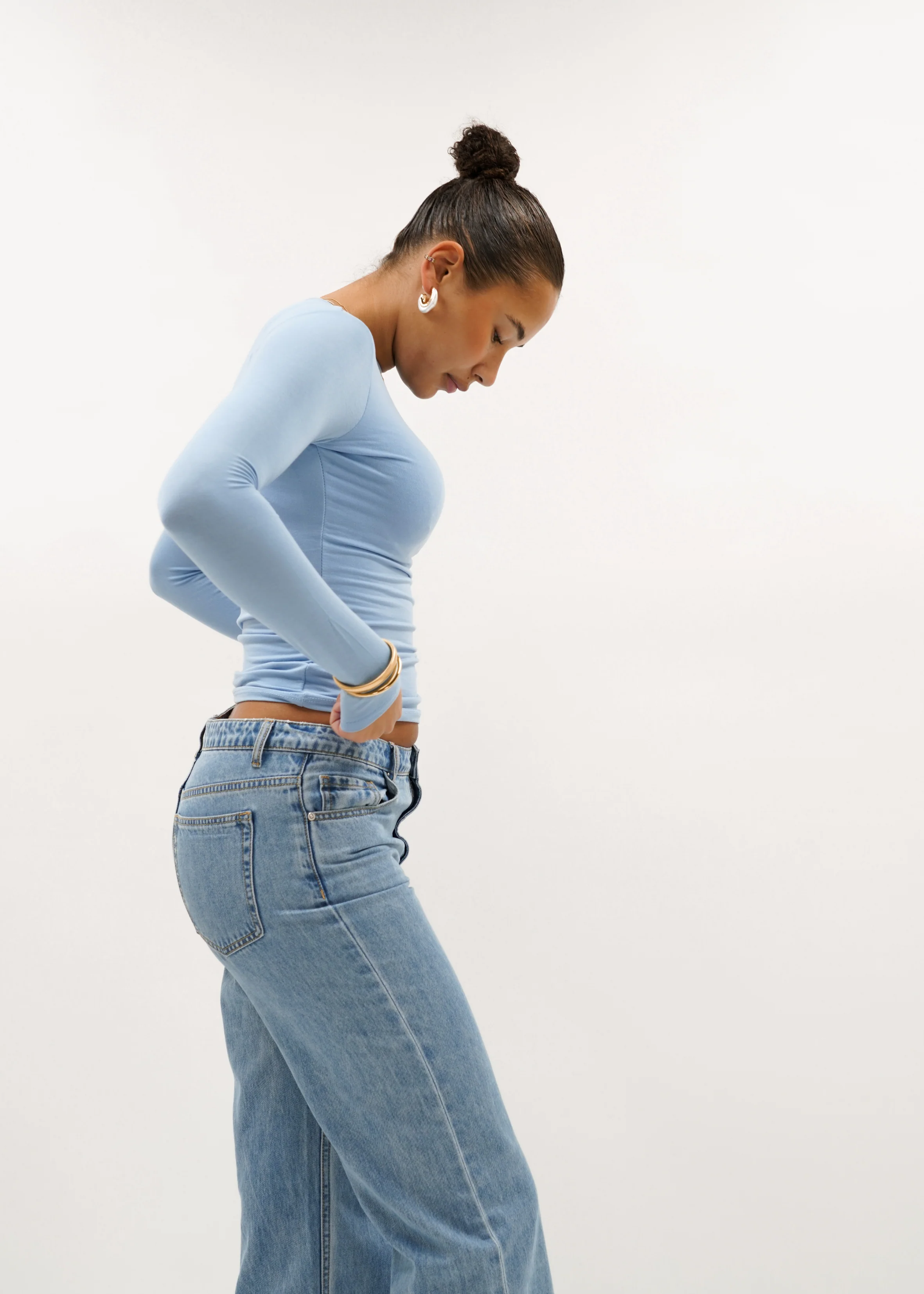 Long sleeve top long light blue (tall) - Image 3