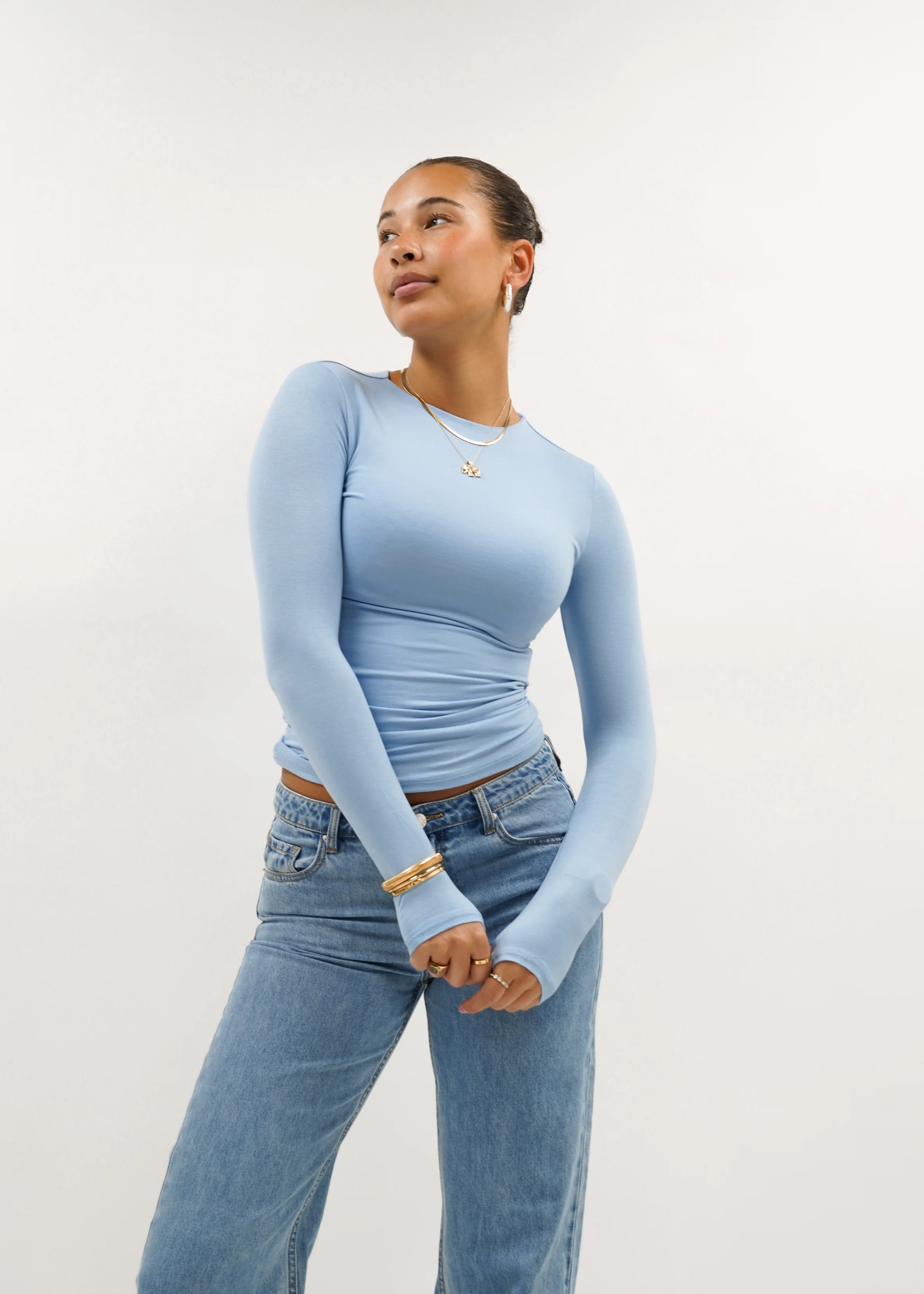 Long sleeve top long light blue (tall) - Image 4